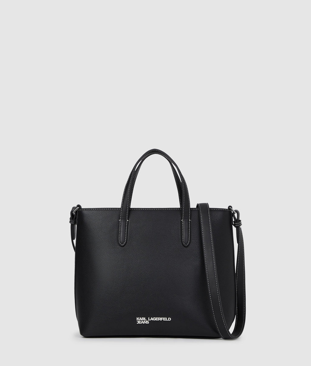 Metal logo mini tote bag