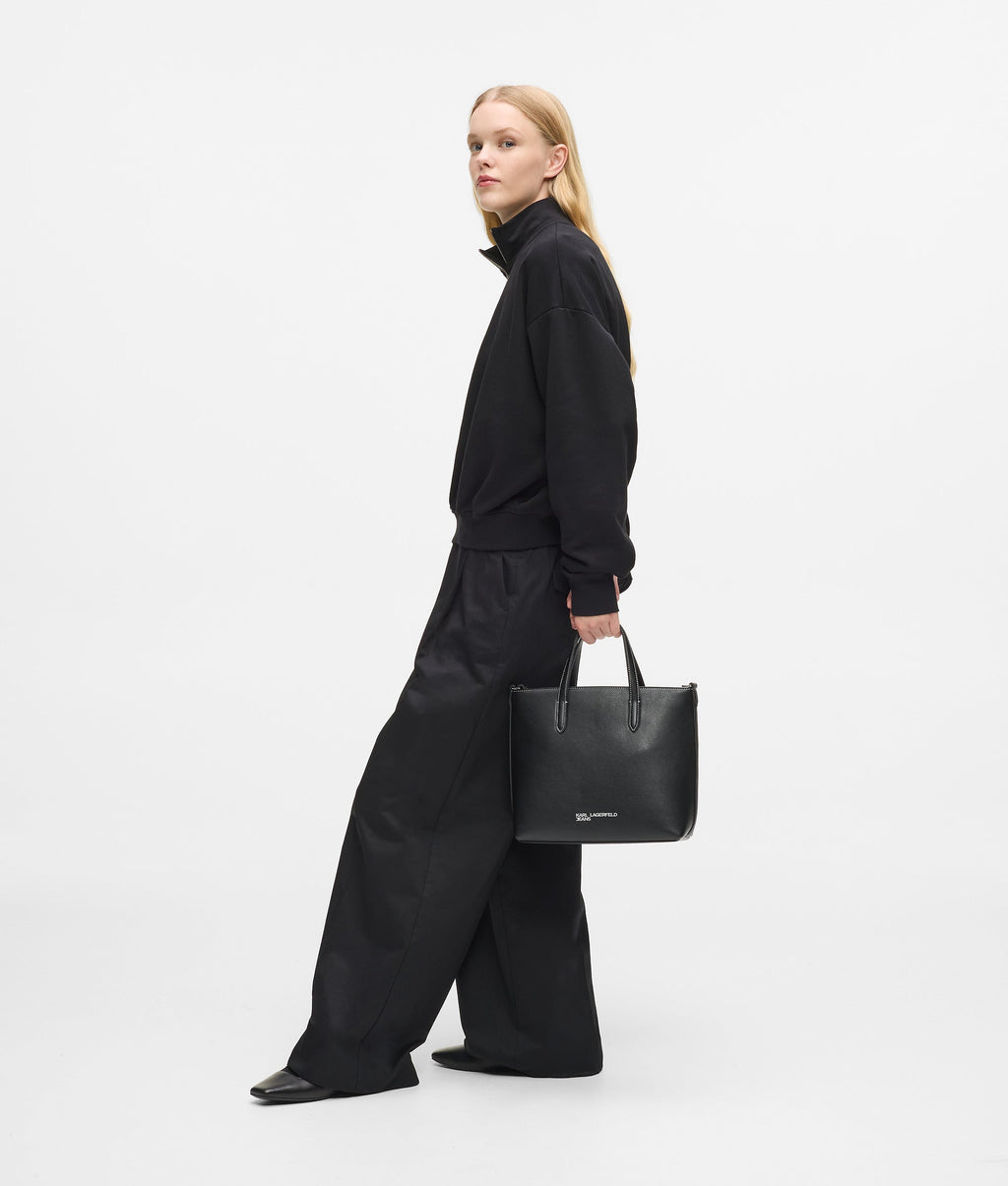 Metal logo mini tote bag