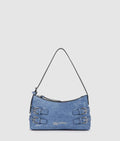 Denim buckle shoulder bag