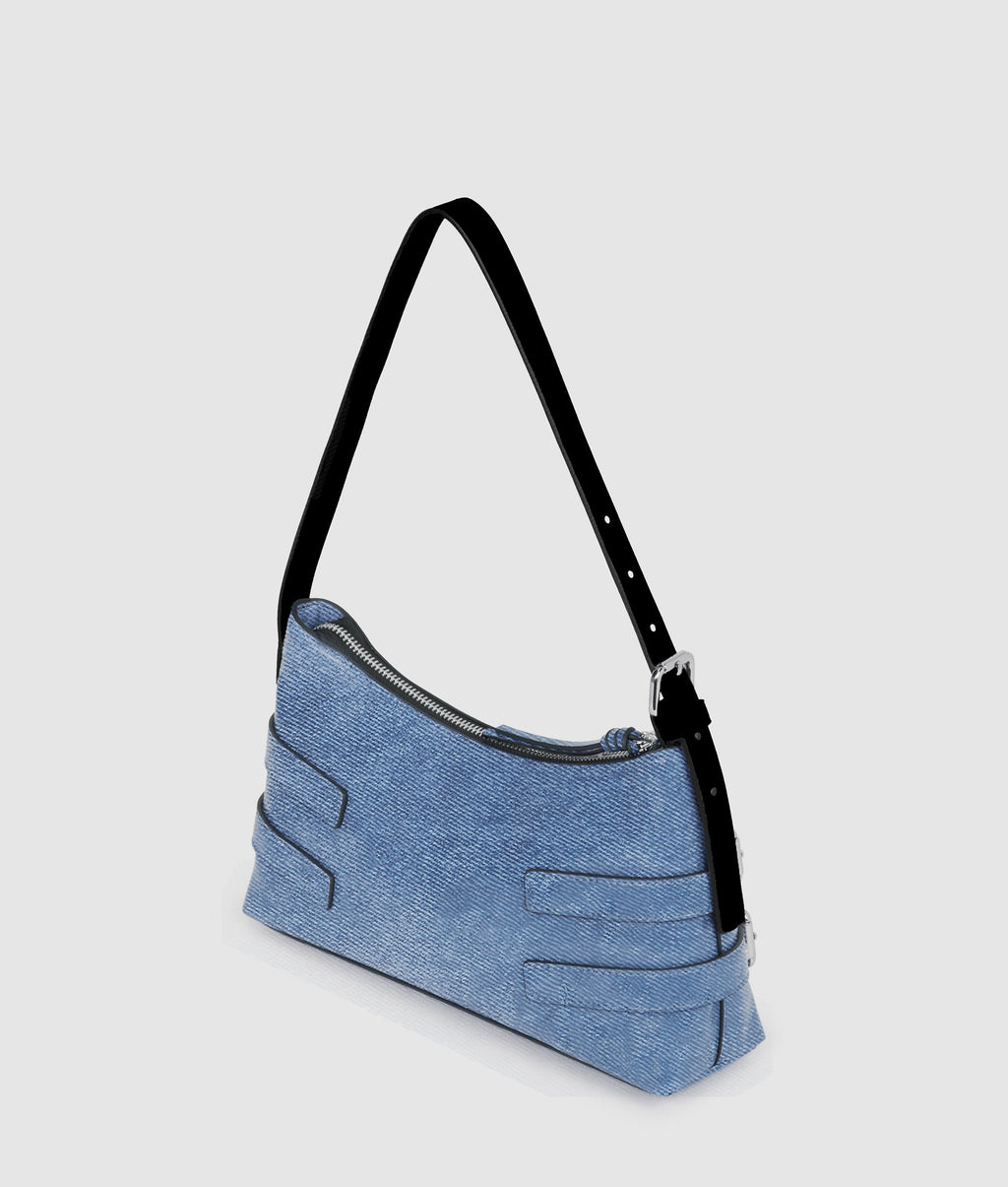 Denim buckle shoulder bag