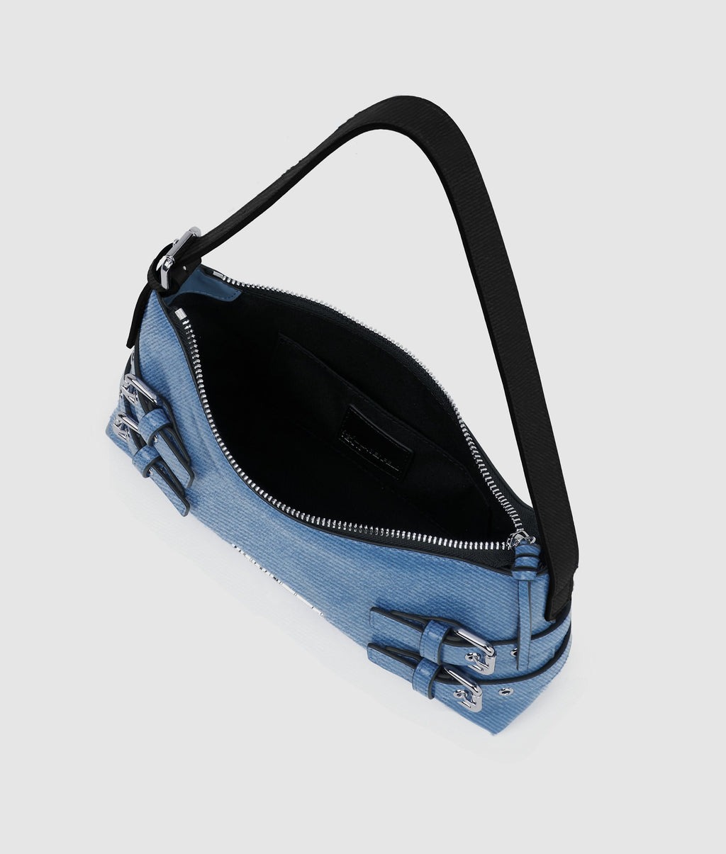 Denim buckle shoulder bag