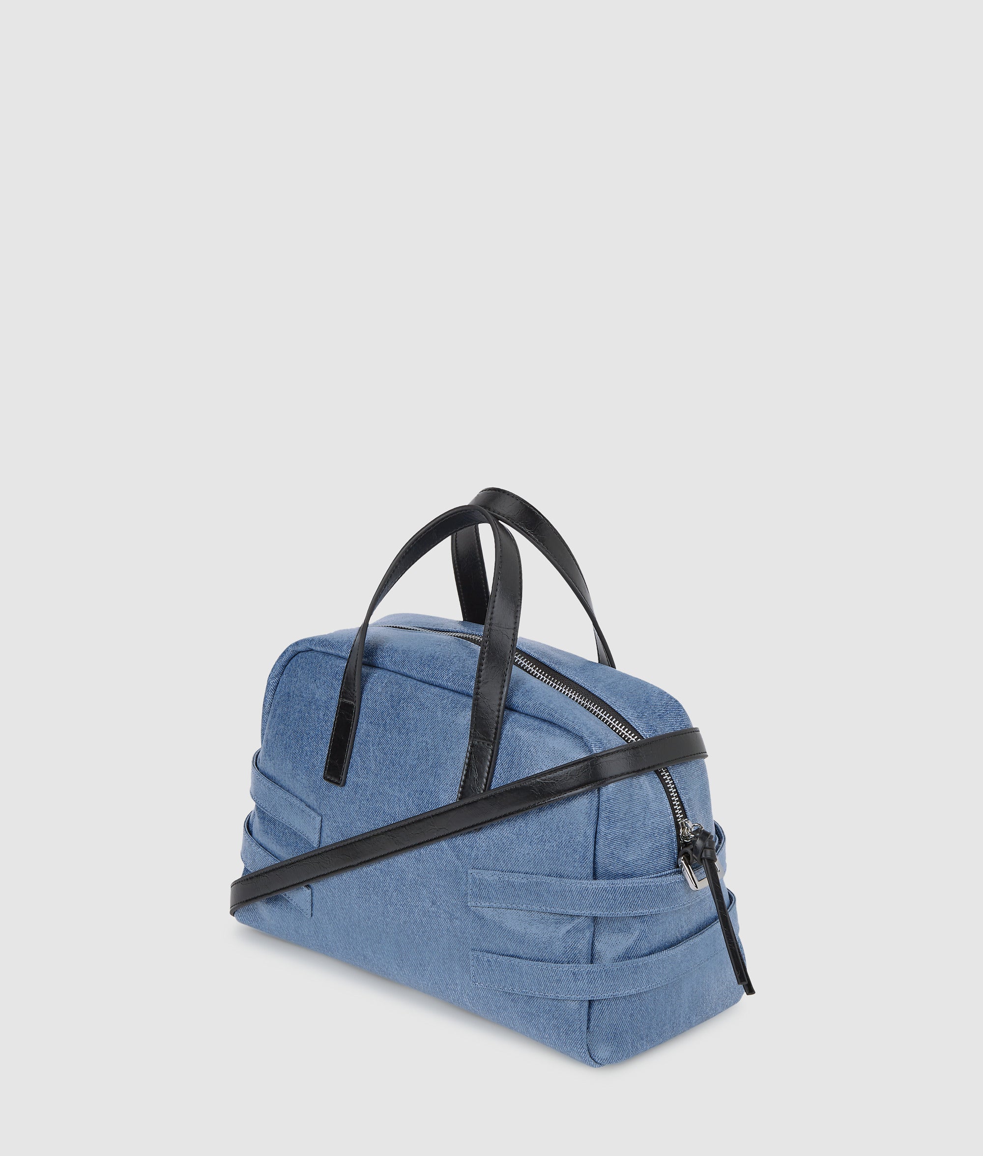 Denim buckle bowling bag