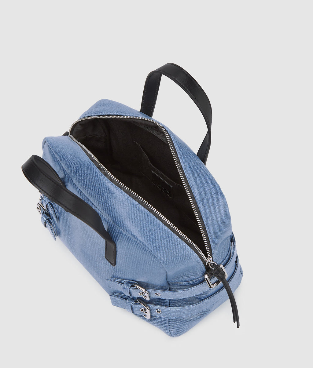 Denim buckle bowling bag