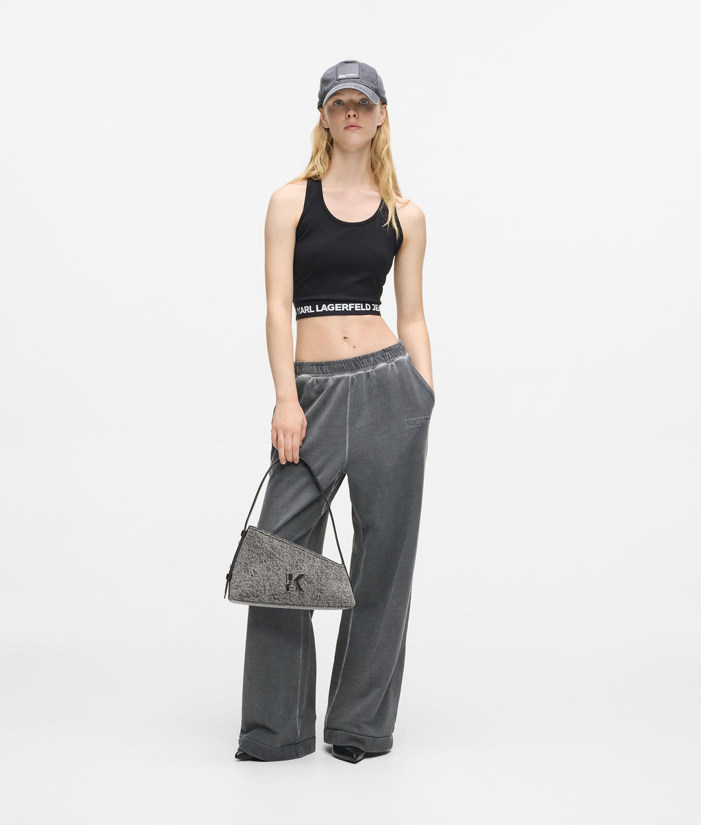 Geo denim shoulder bag