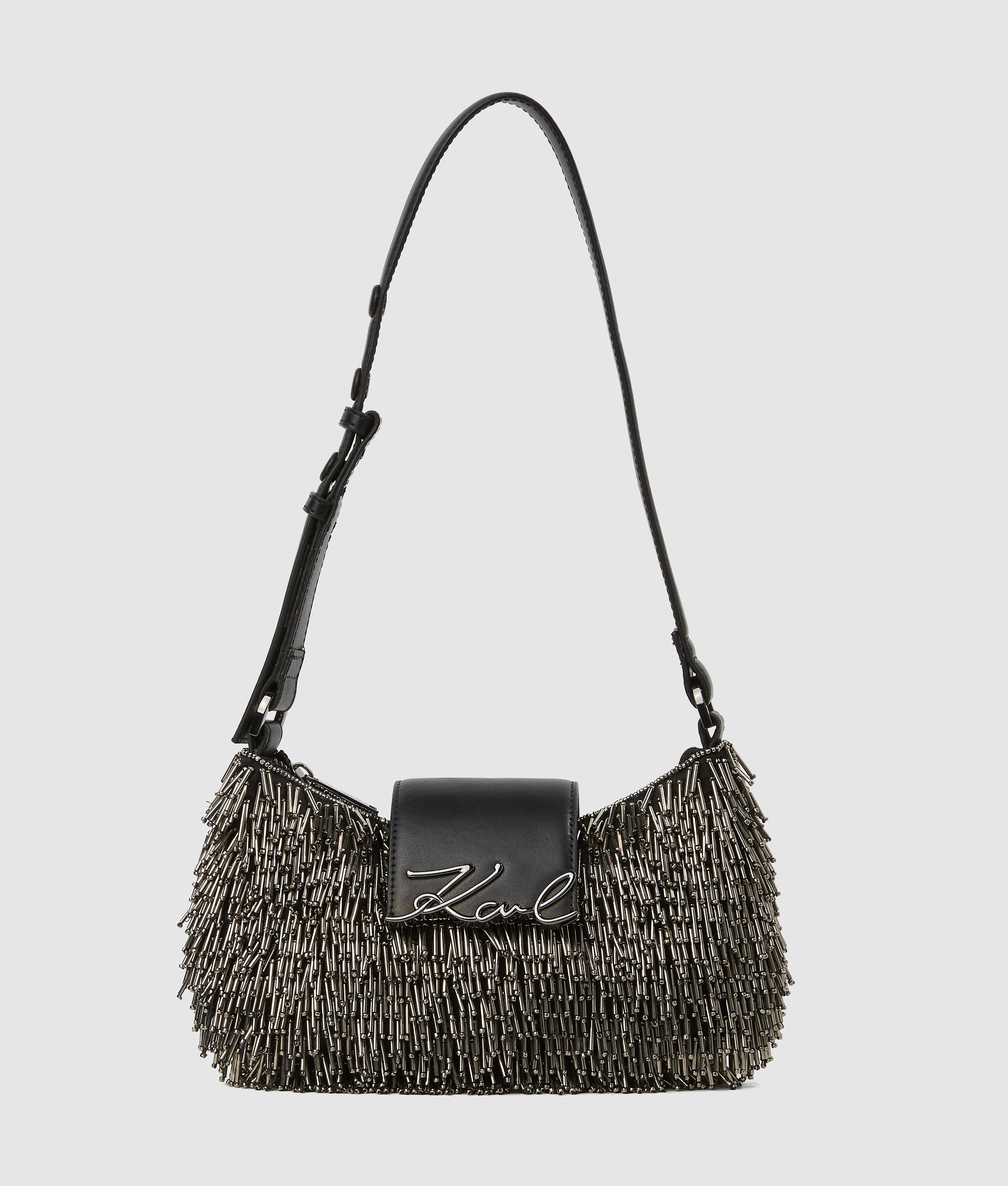 K/Signature beaded moon bag