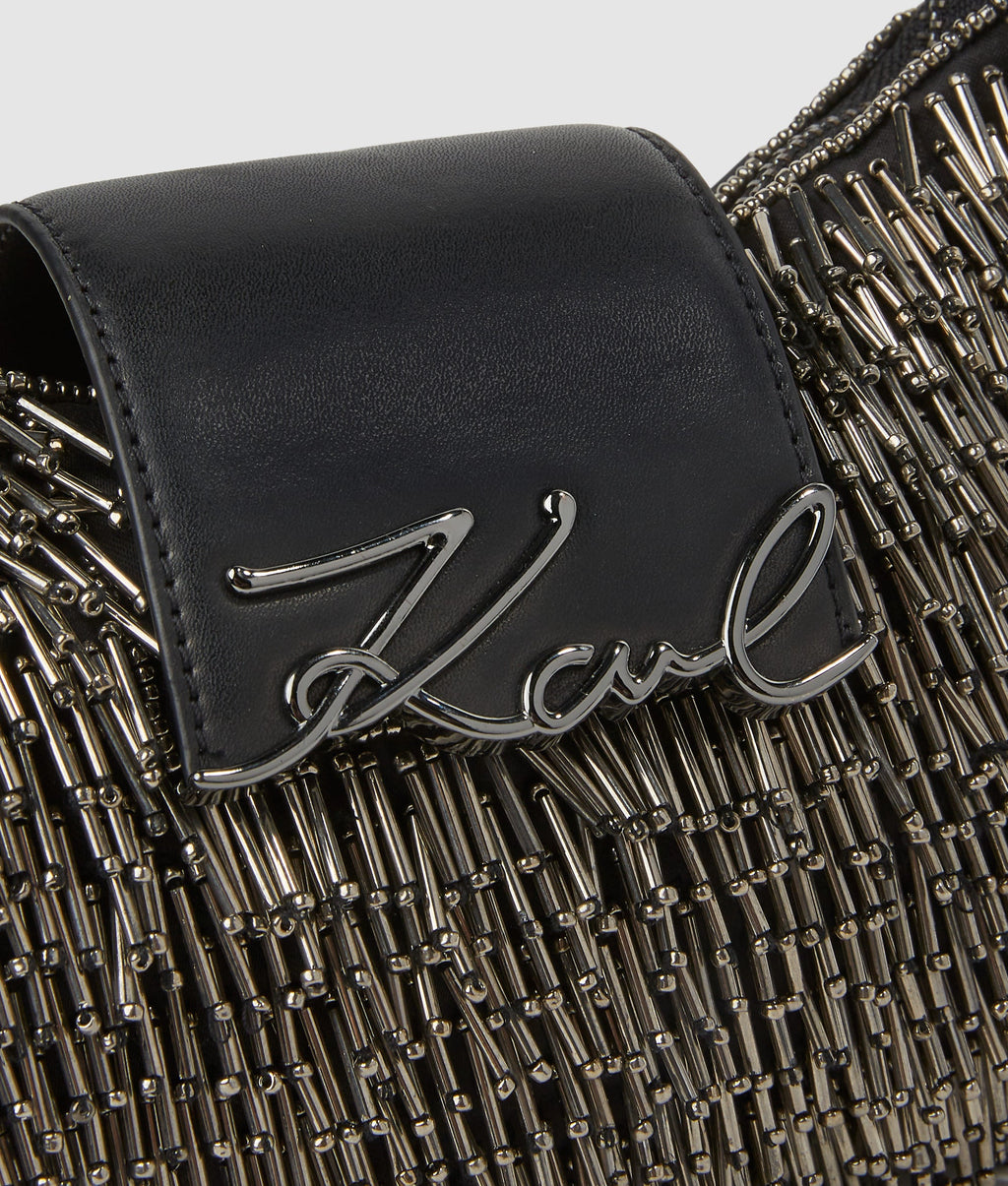 K/Signature beaded moon bag