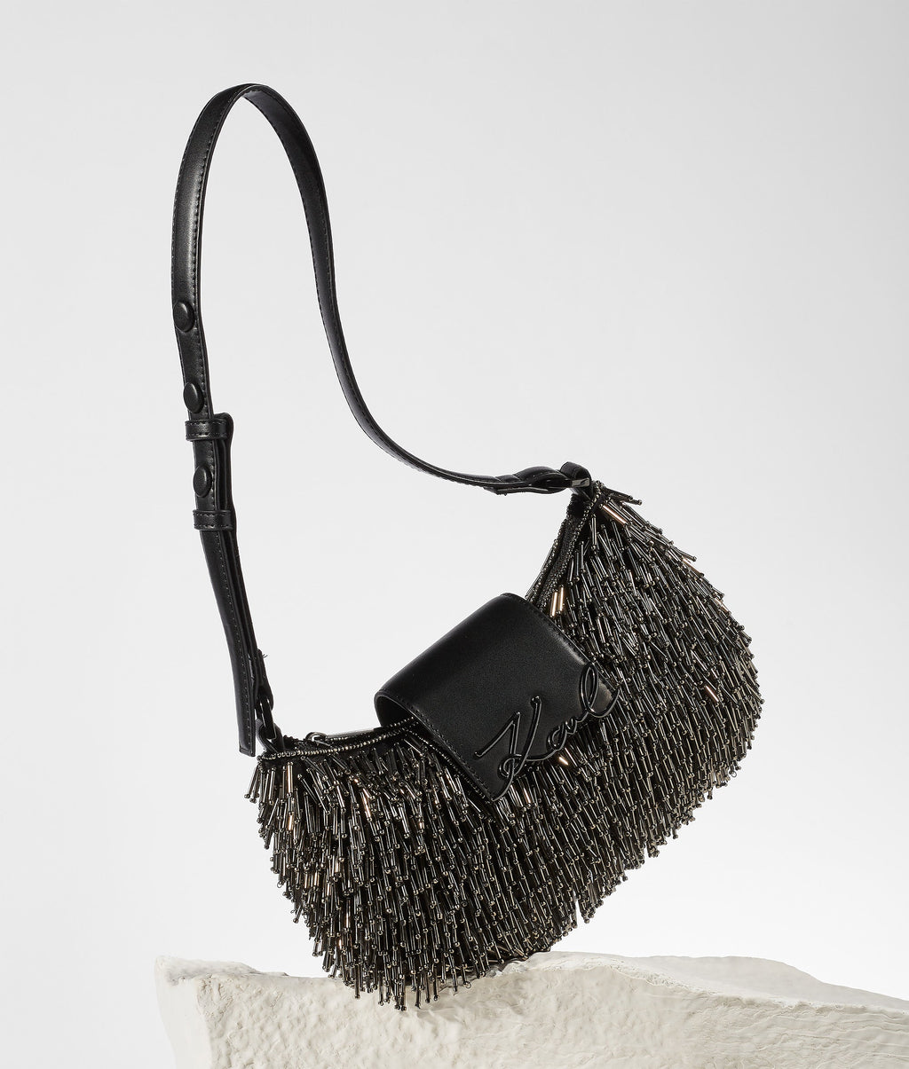 K/Signature beaded moon bag