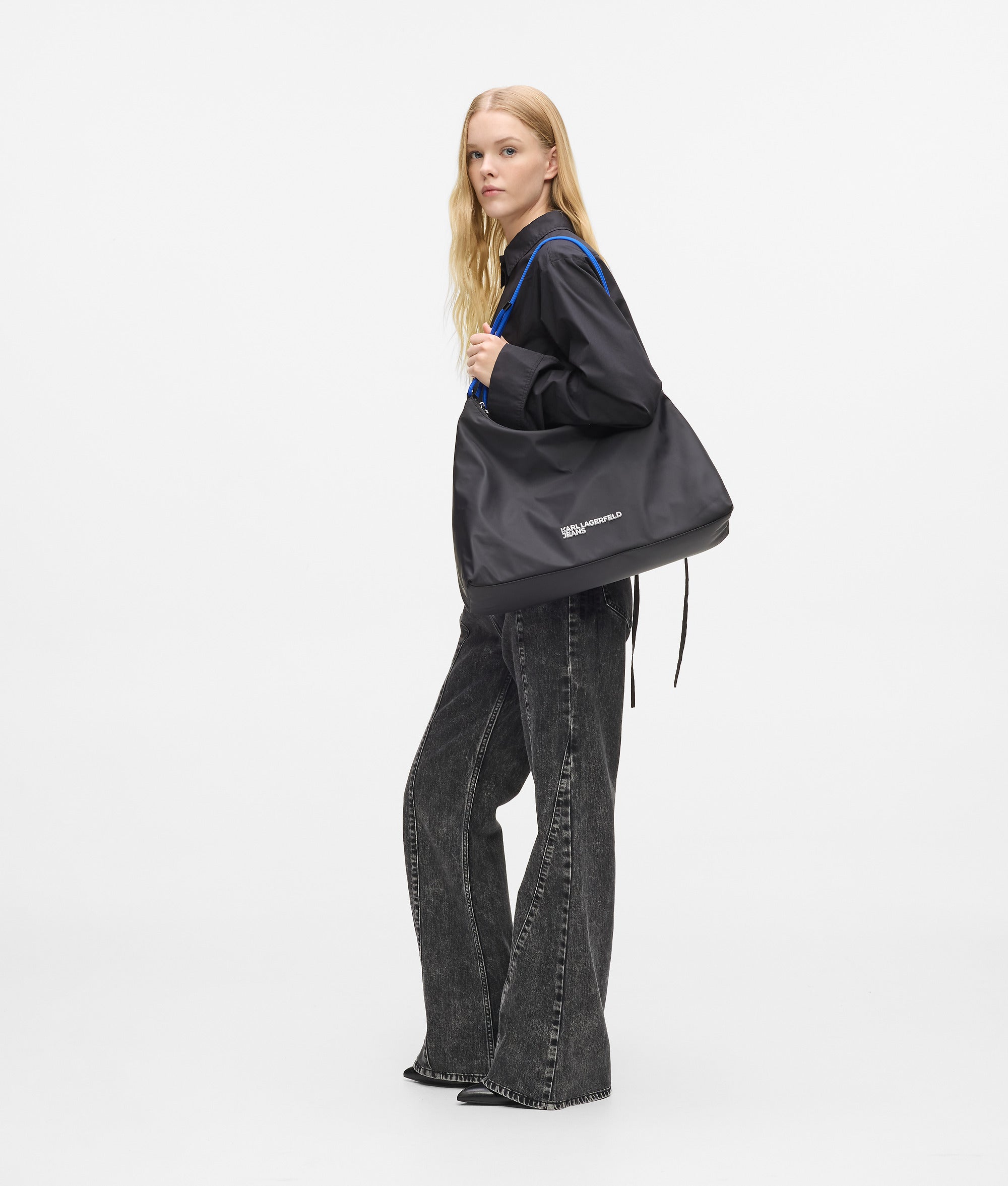 Large cord nylon shoulder bag