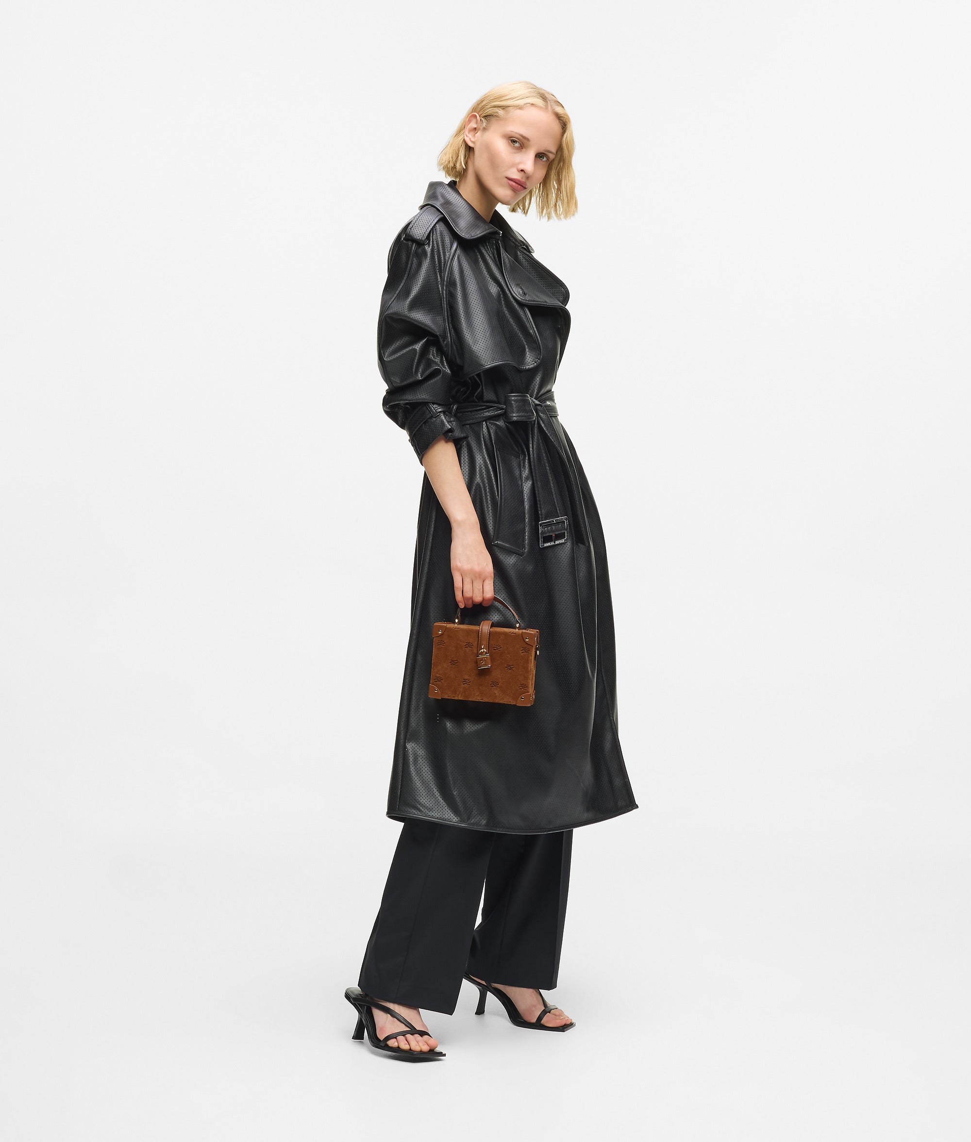 K/Autograph padlock suede trunk bag