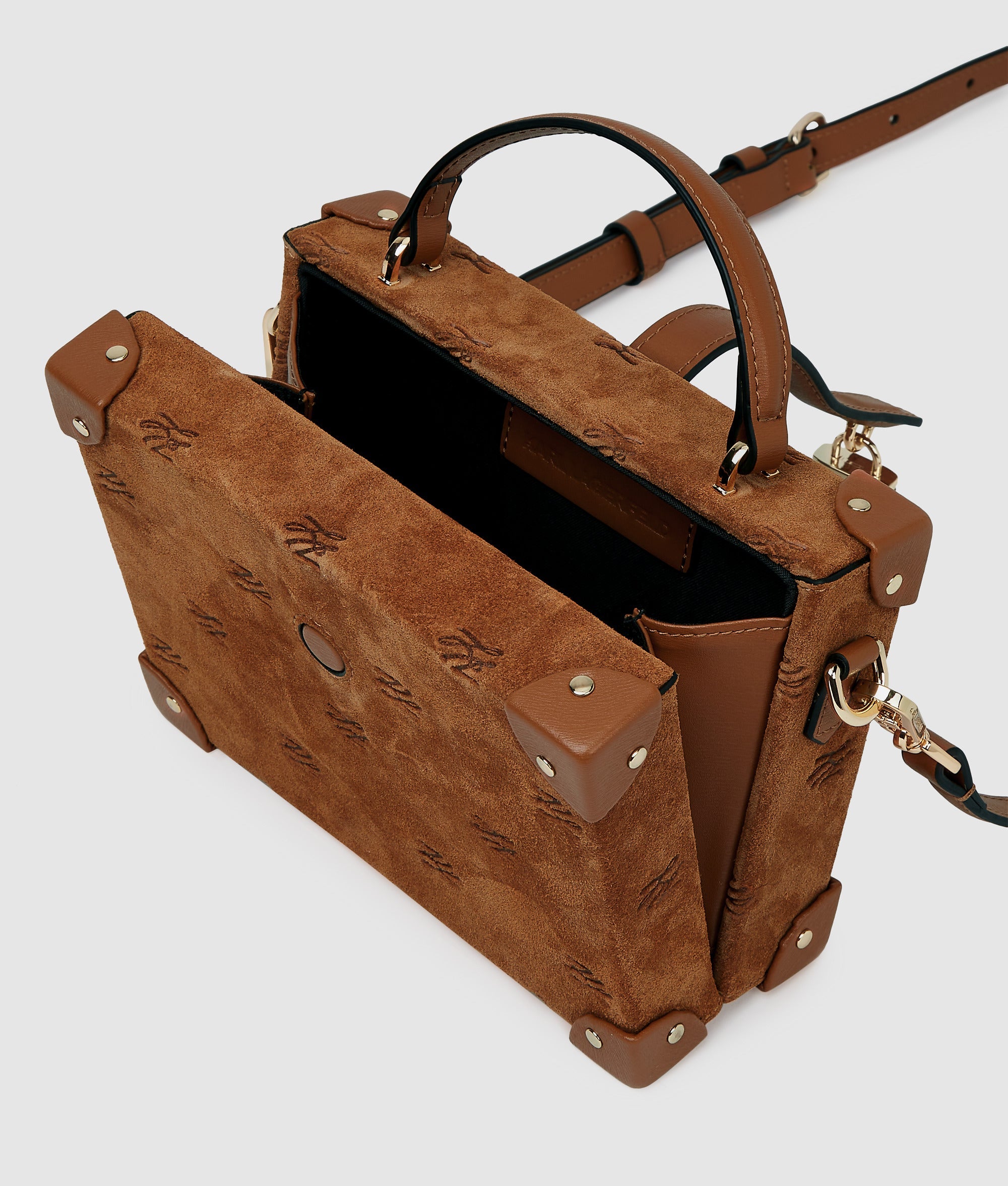K/Autograph padlock suede trunk bag