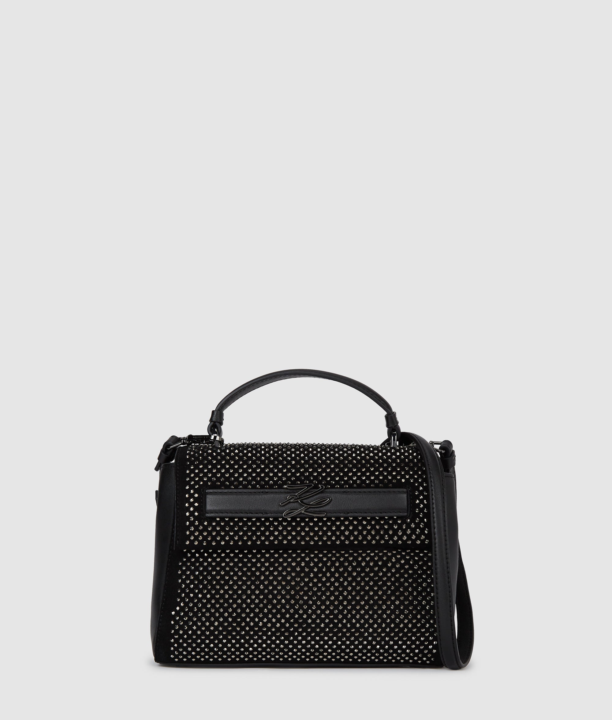 K/Autograph rhinestone top handle bag