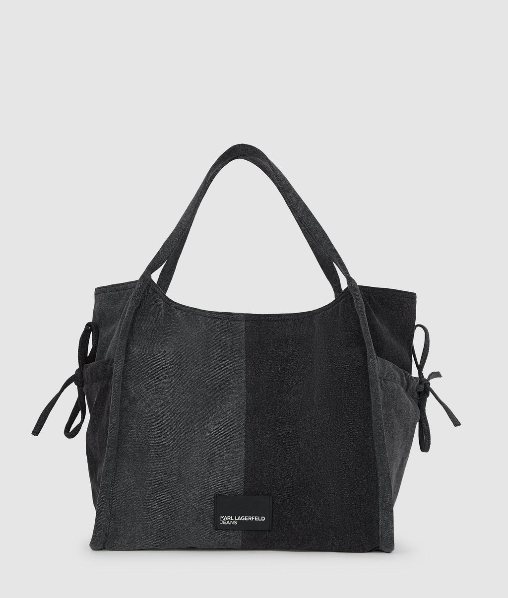 Two-tone denim shopper