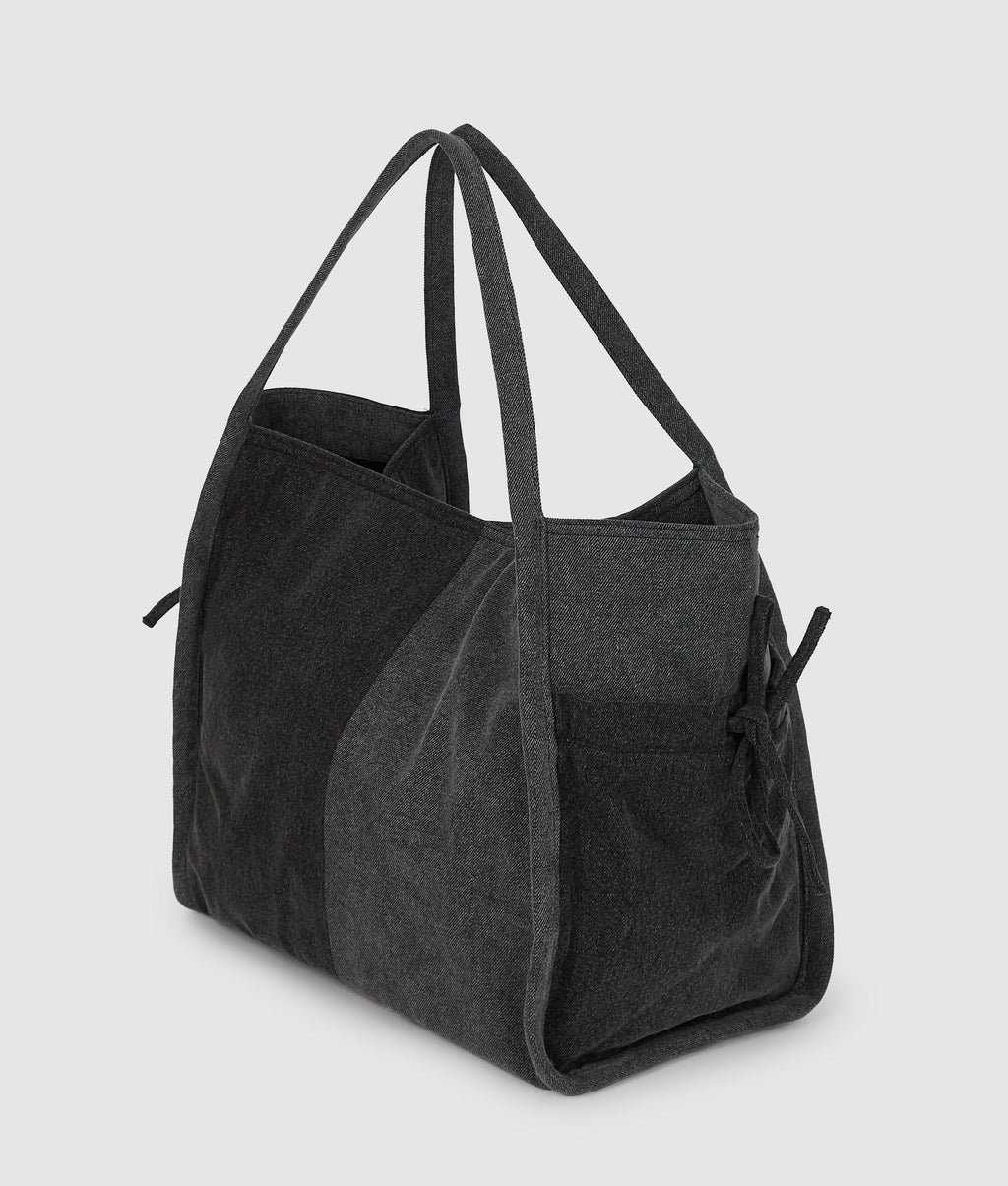 Two-tone denim shopper
