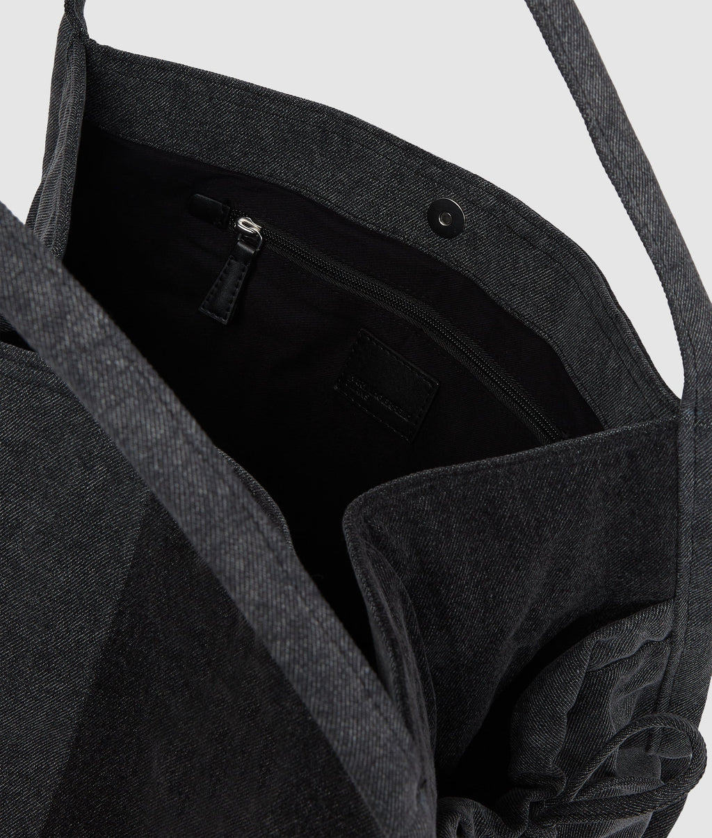 Two-tone denim shopper