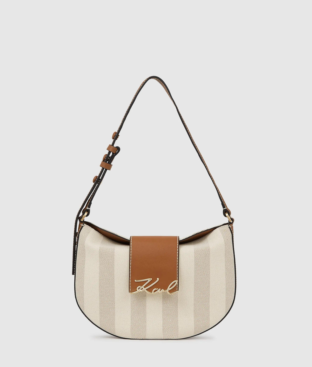 K/Signature striped shoulder bag