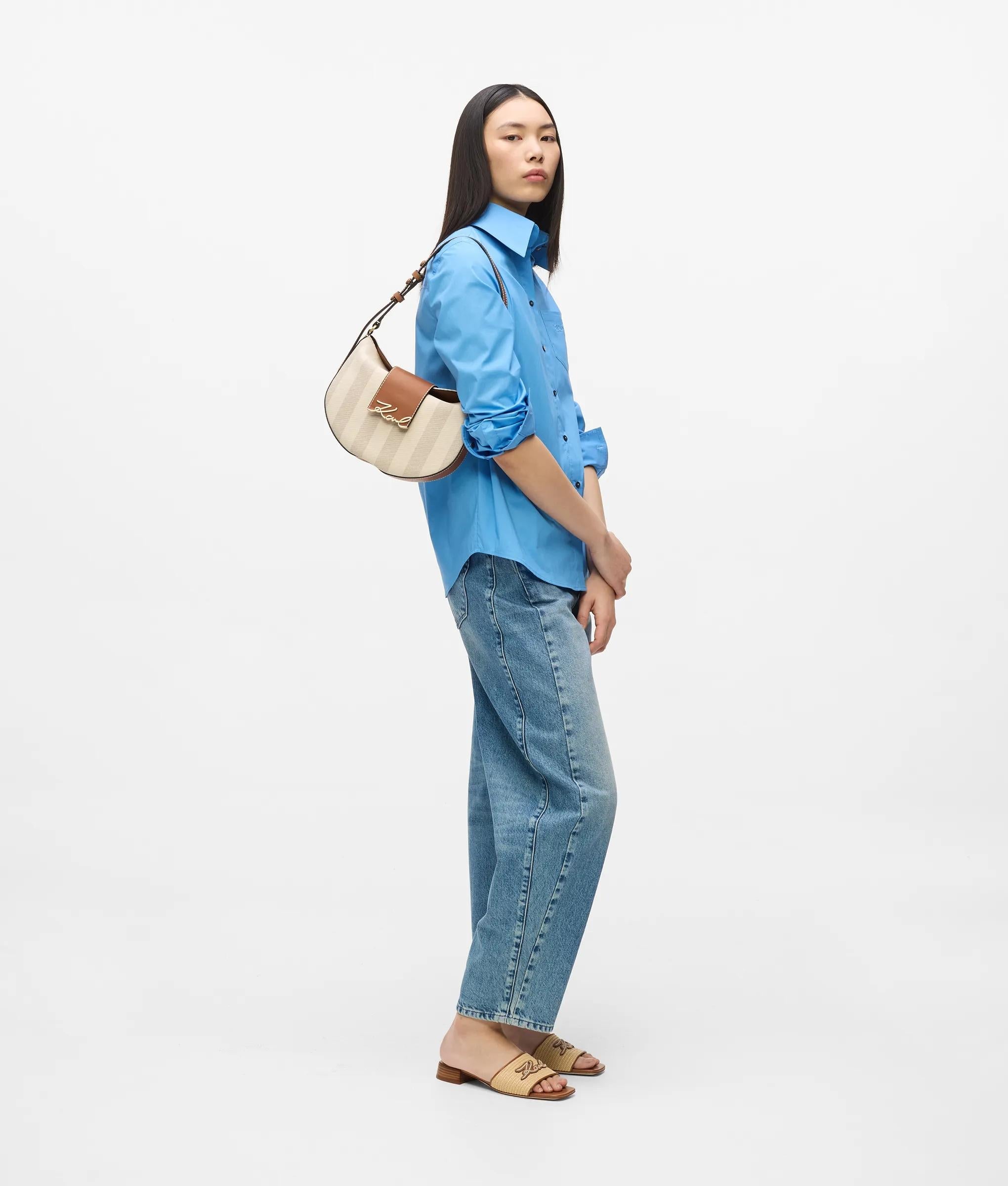 K/Signature striped shoulder bag