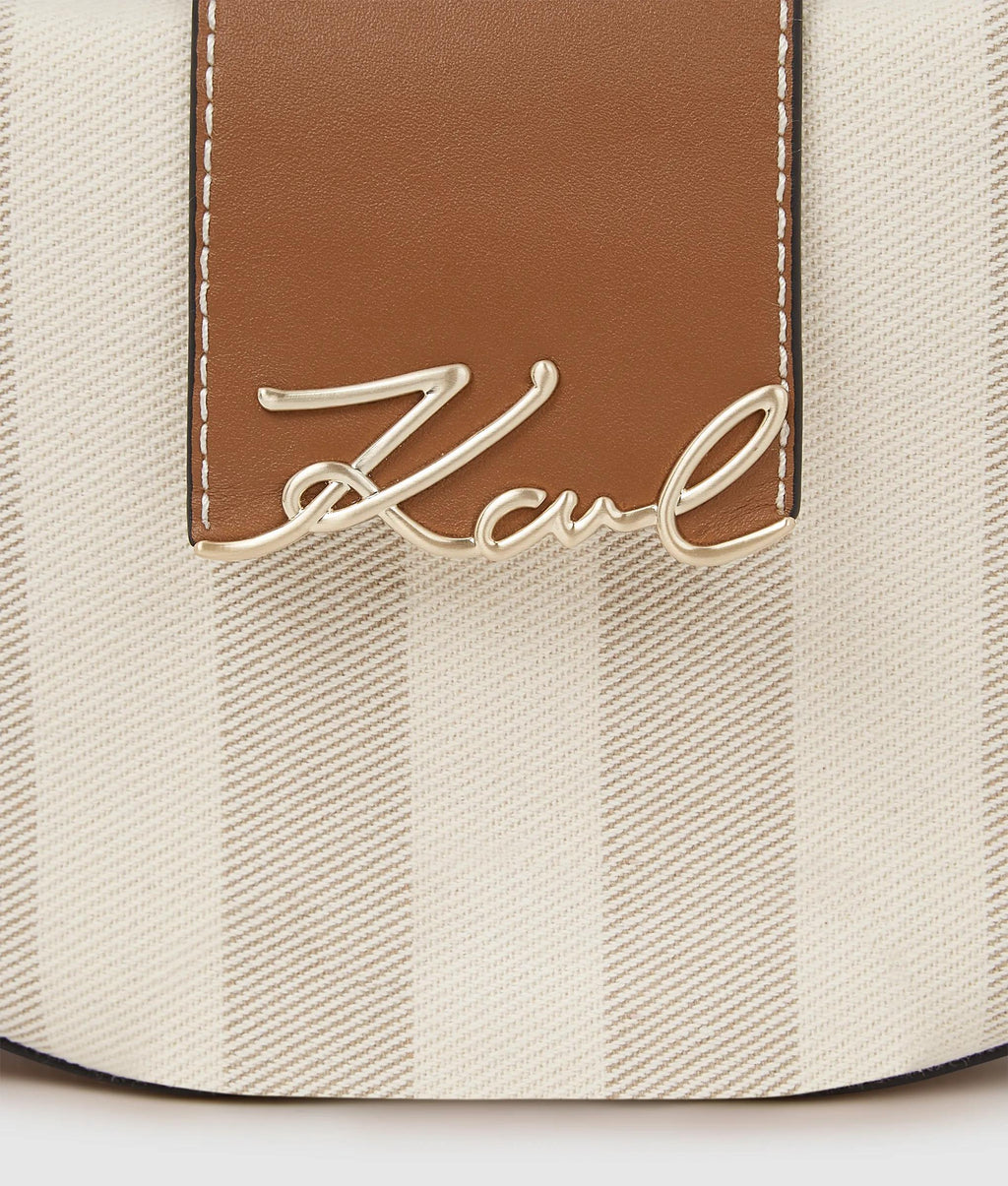 K/Signature striped shoulder bag