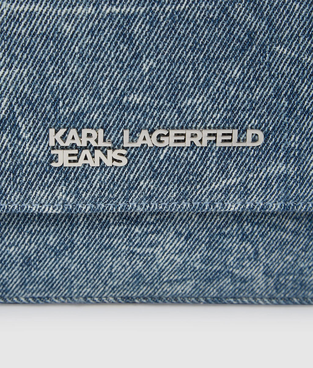 Denim chain top handle bag