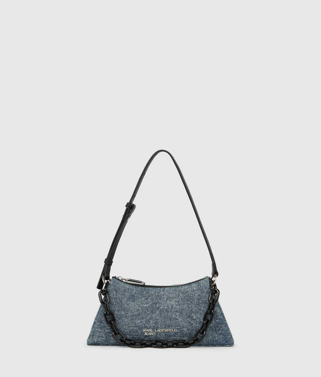 Denim chain shoulder bag