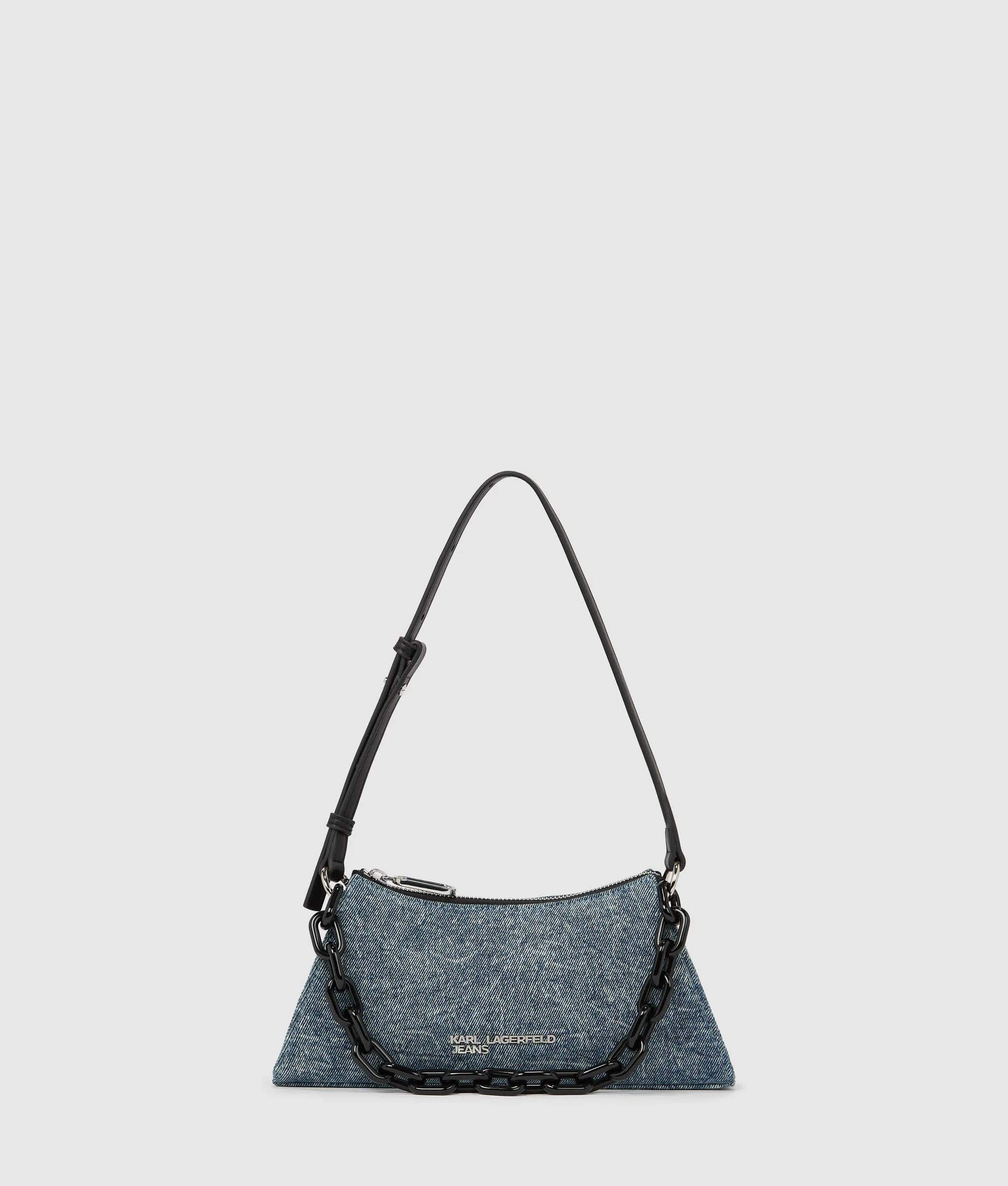 Denim chain shoulder bag