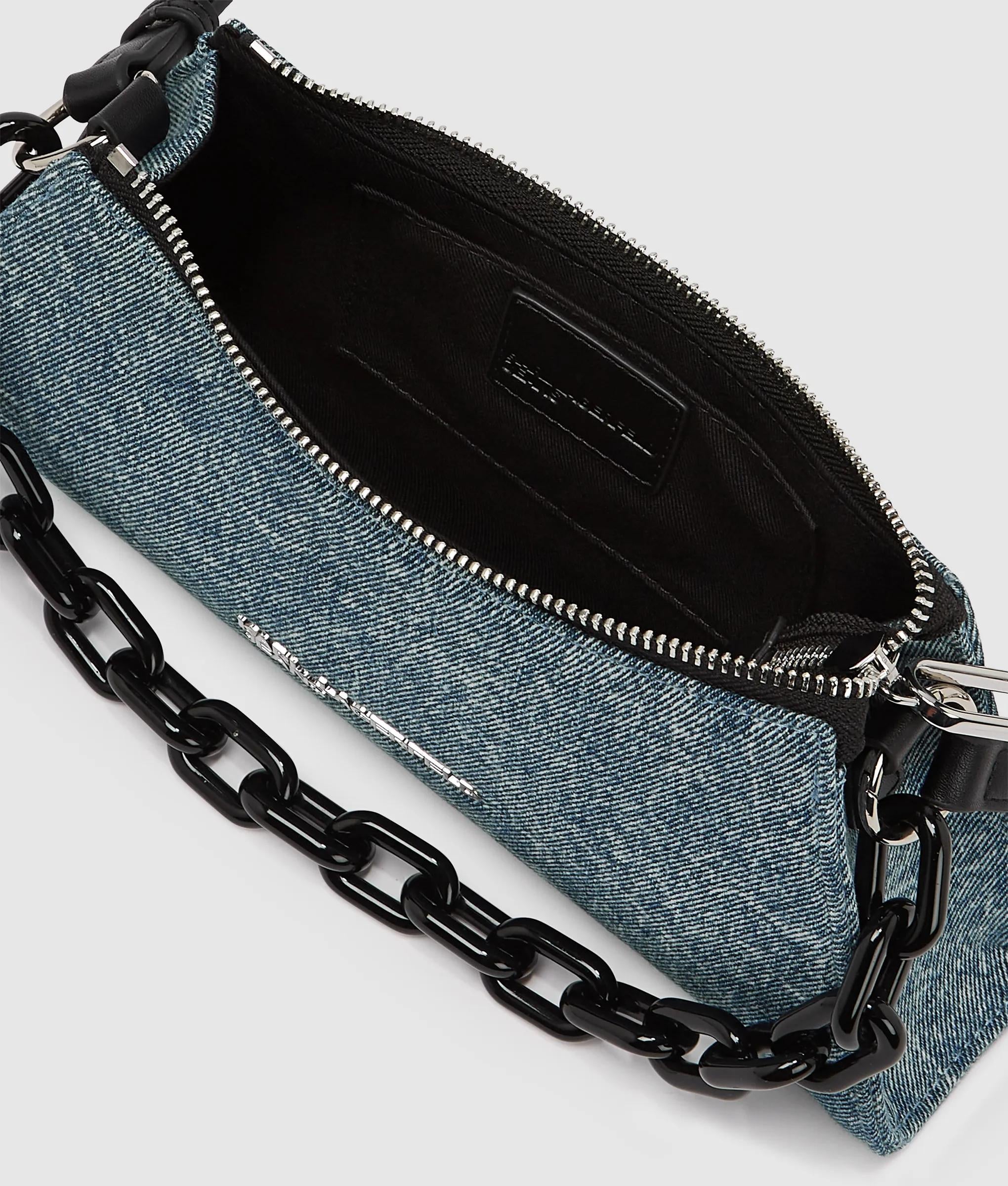 Denim chain shoulder bag