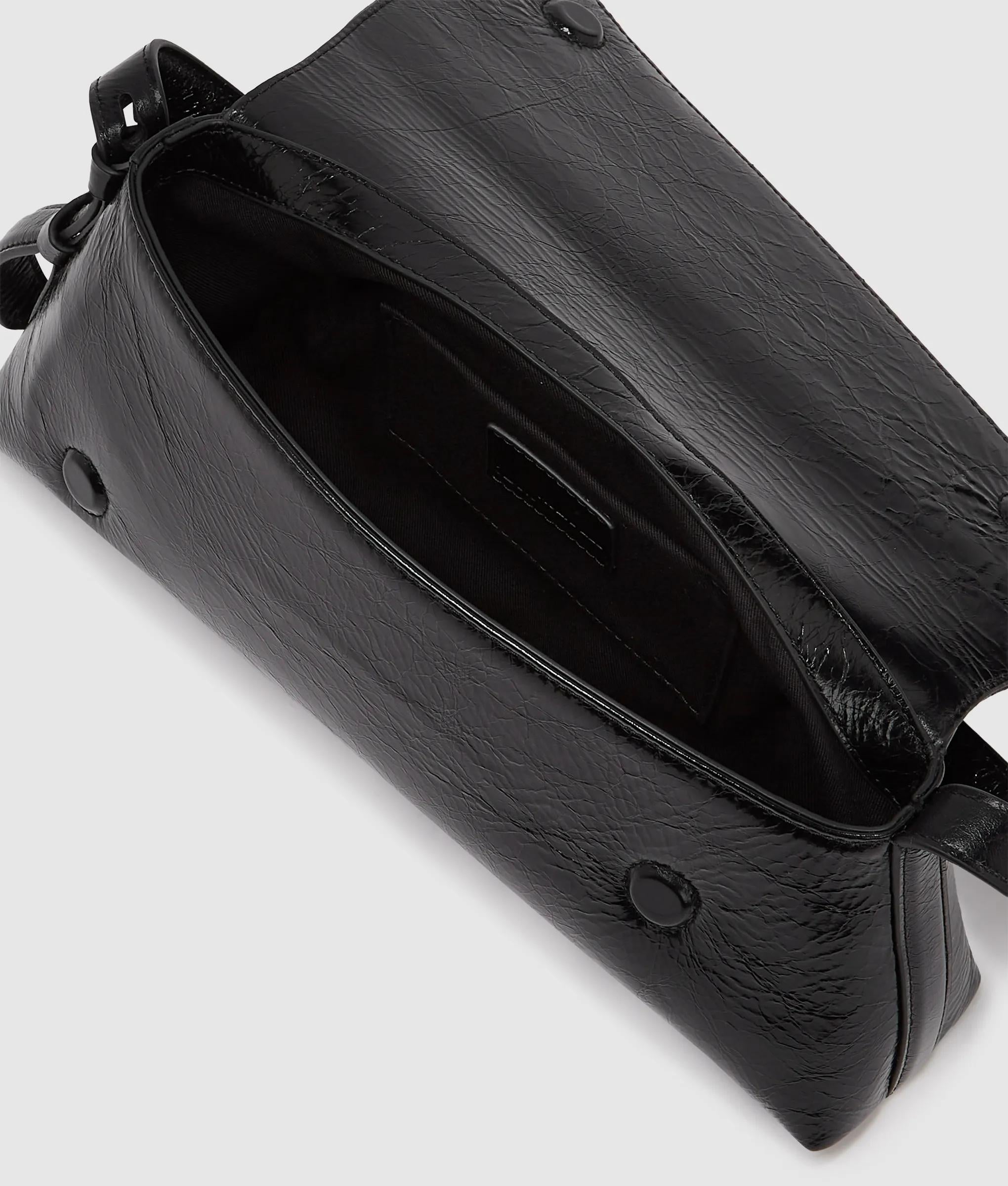 Geo high-shine flap bag