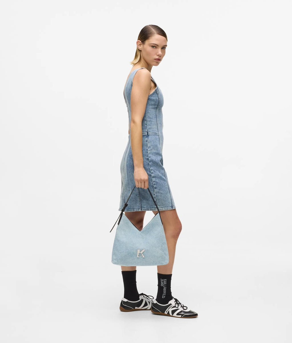 Geo small denim tote bag