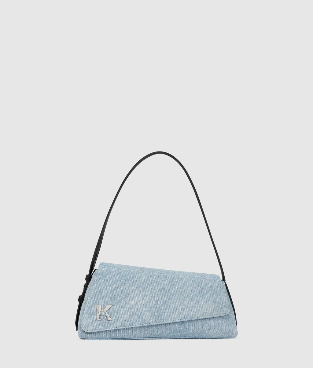 Geo denim flap bag