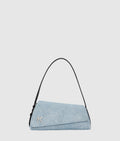 Geo denim flap bag