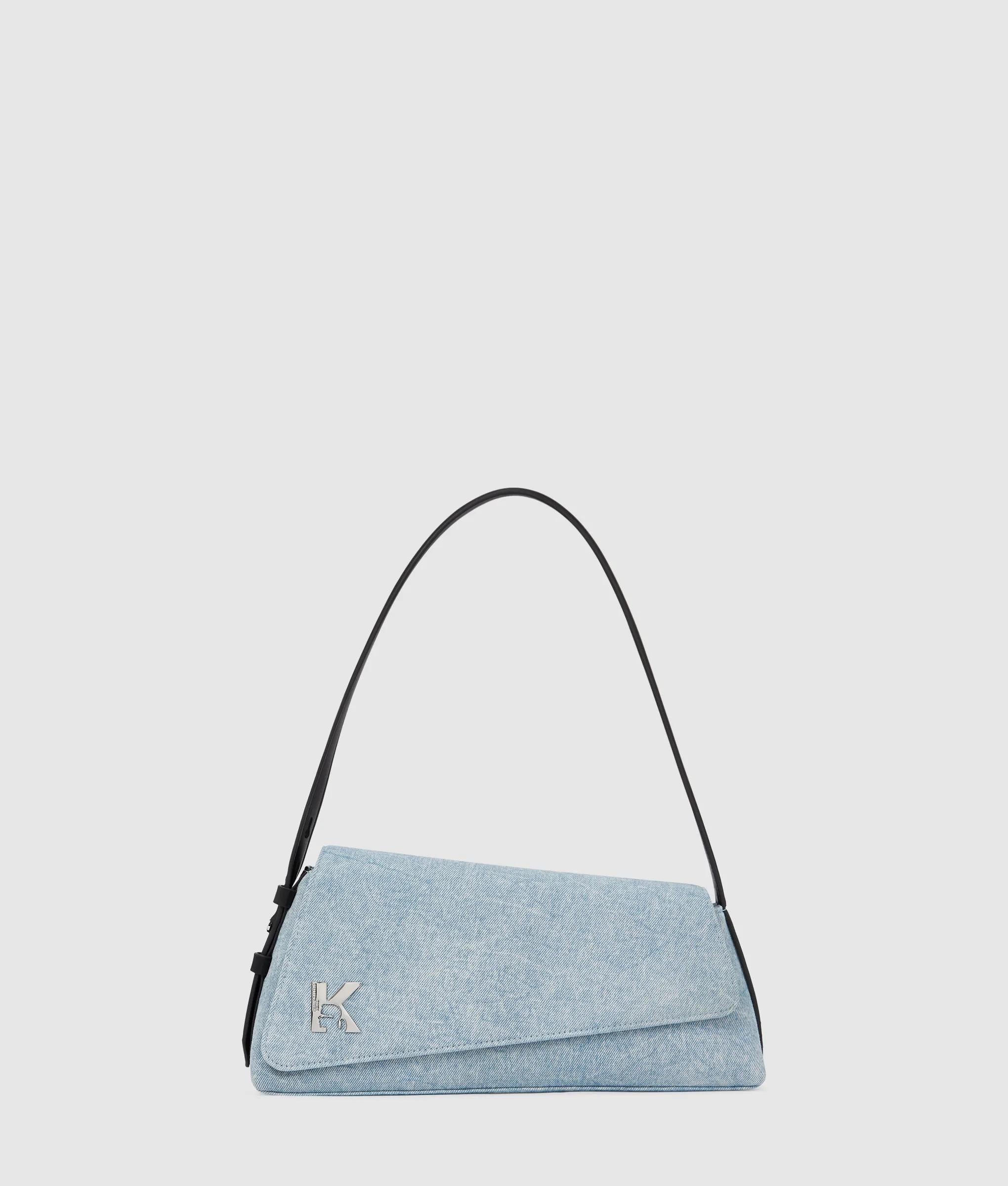 Geo denim flap bag
