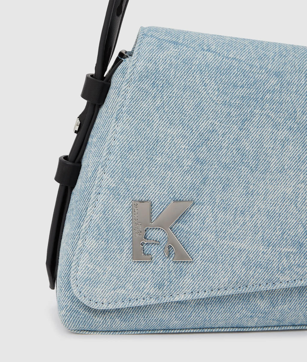 Geo denim flap bag
