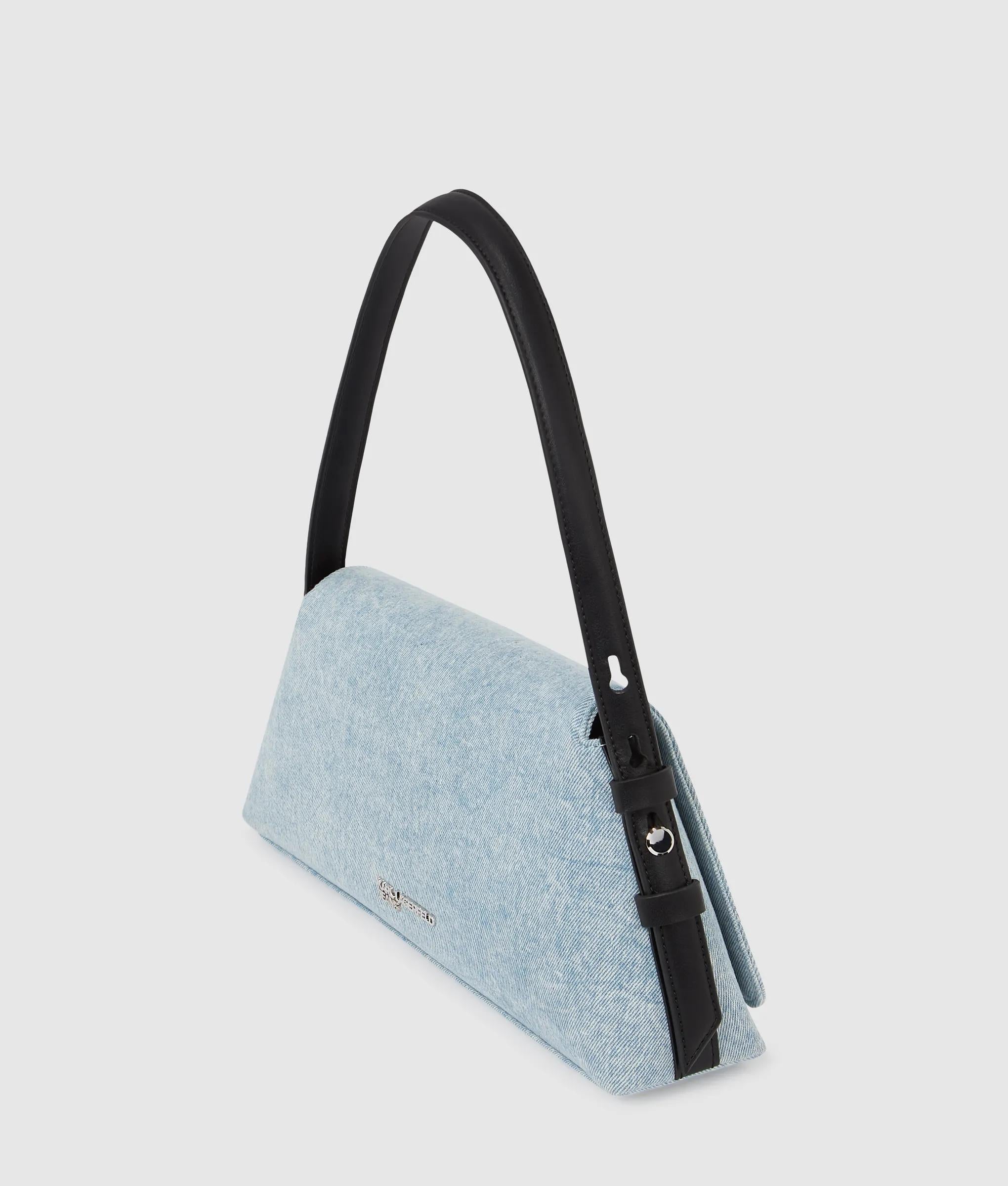 Geo denim flap bag