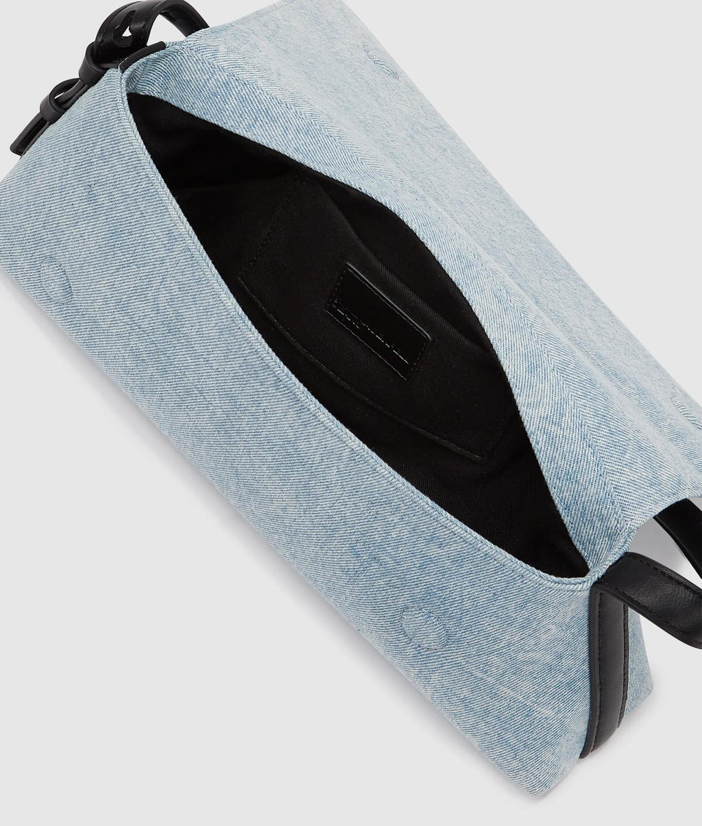 Geo denim flap bag