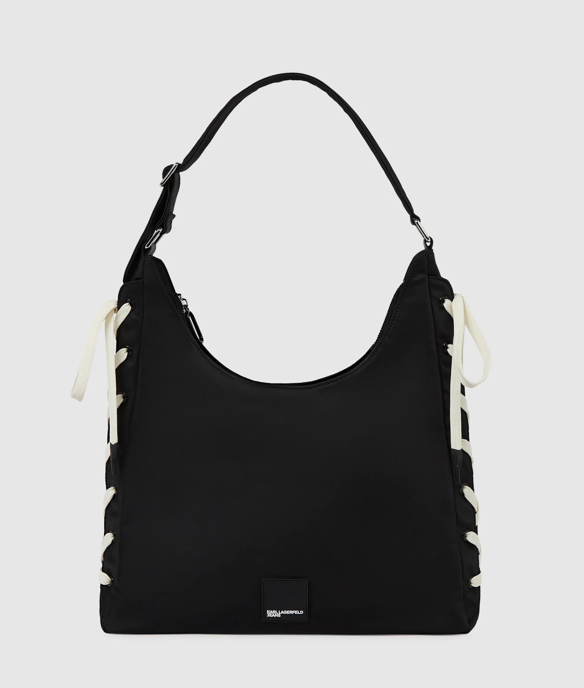 Nylon lace-up tote bag