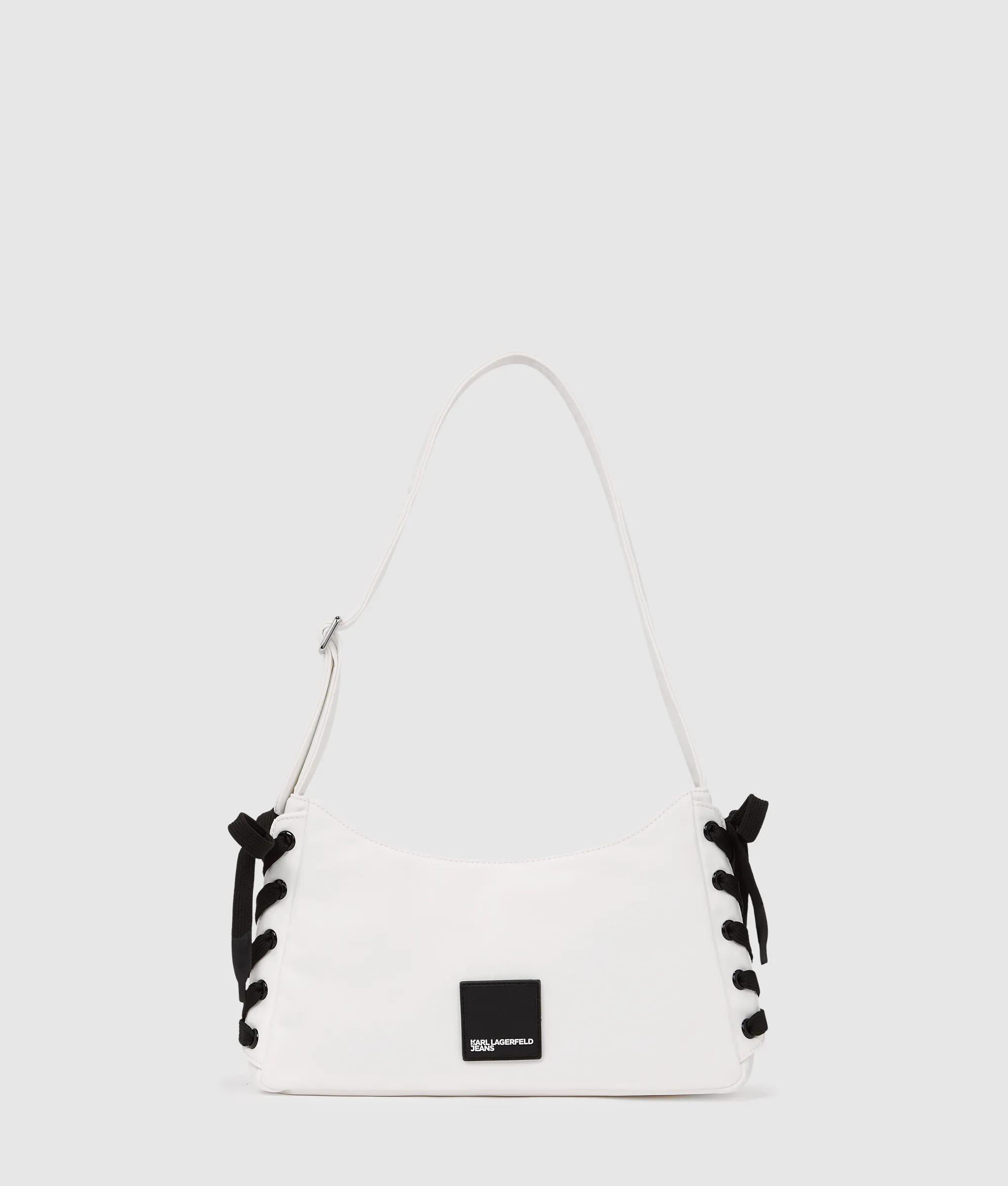 Nylon lace-up shoulder bag