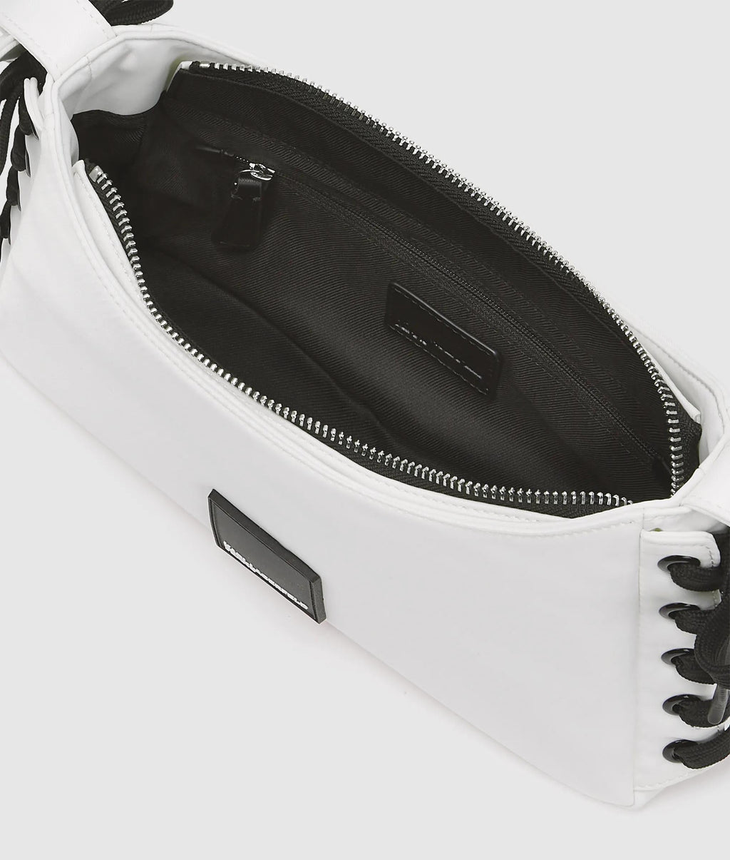 Nylon lace-up shoulder bag