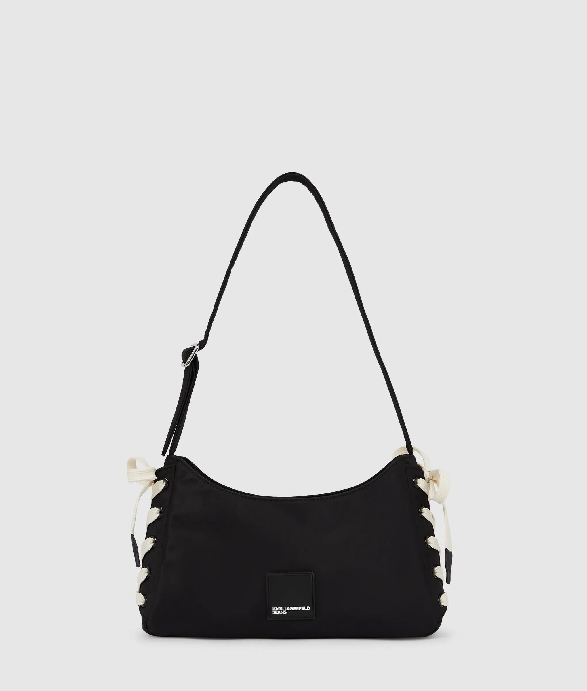 Nylon lace-up shoulder bag