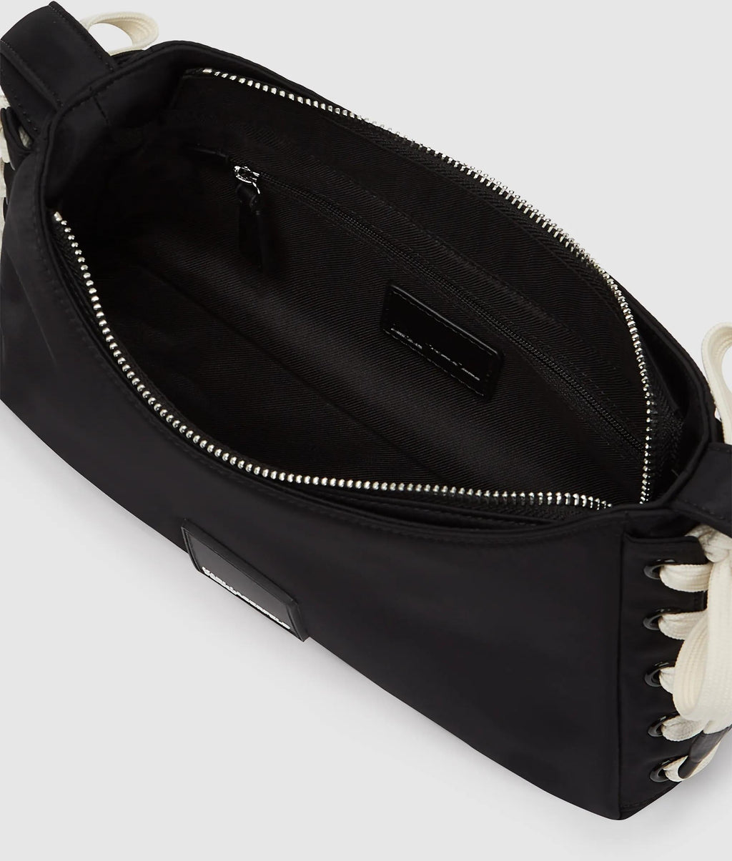 Nylon lace-up shoulder bag