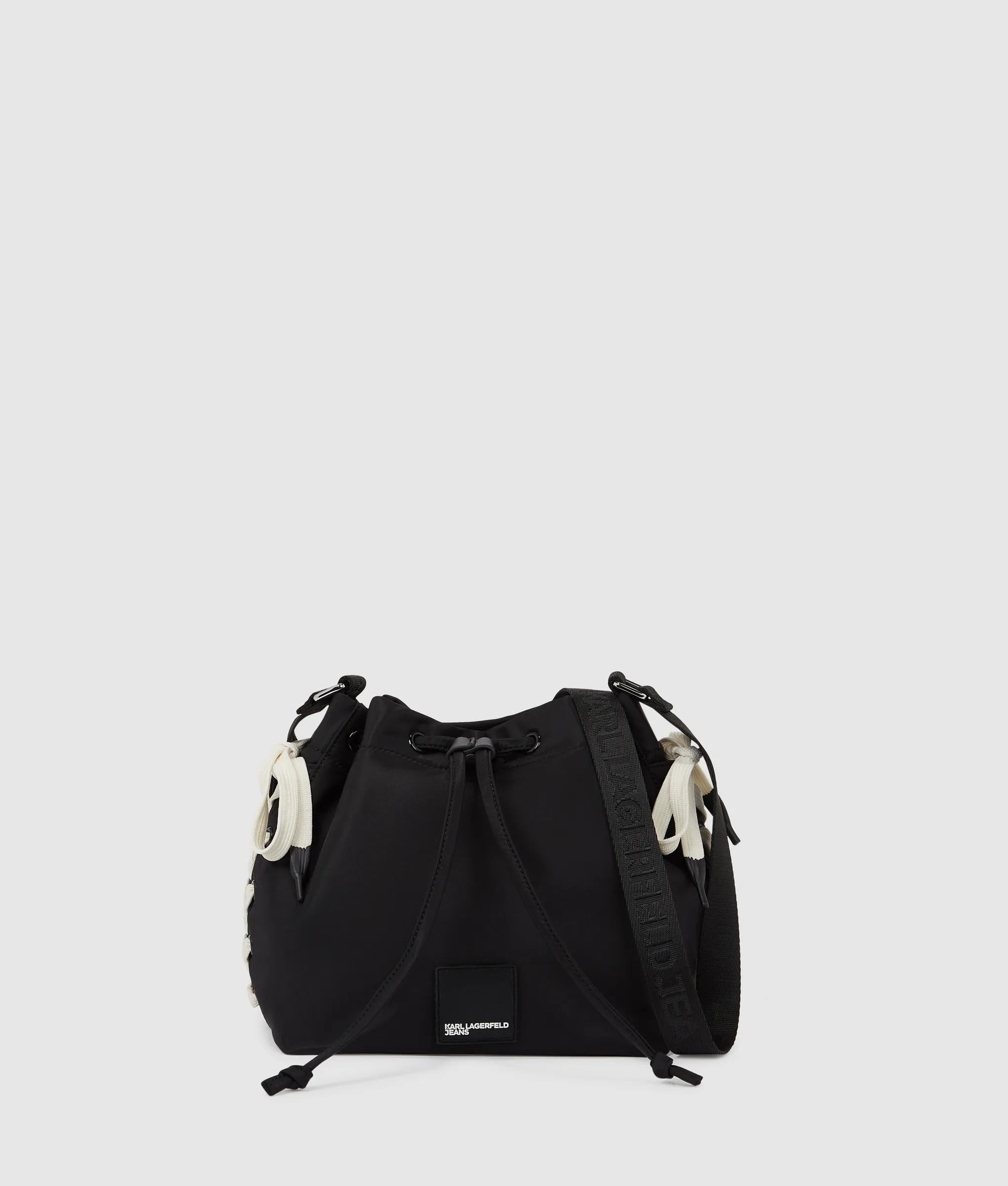 Nylon lace-up bucket bag