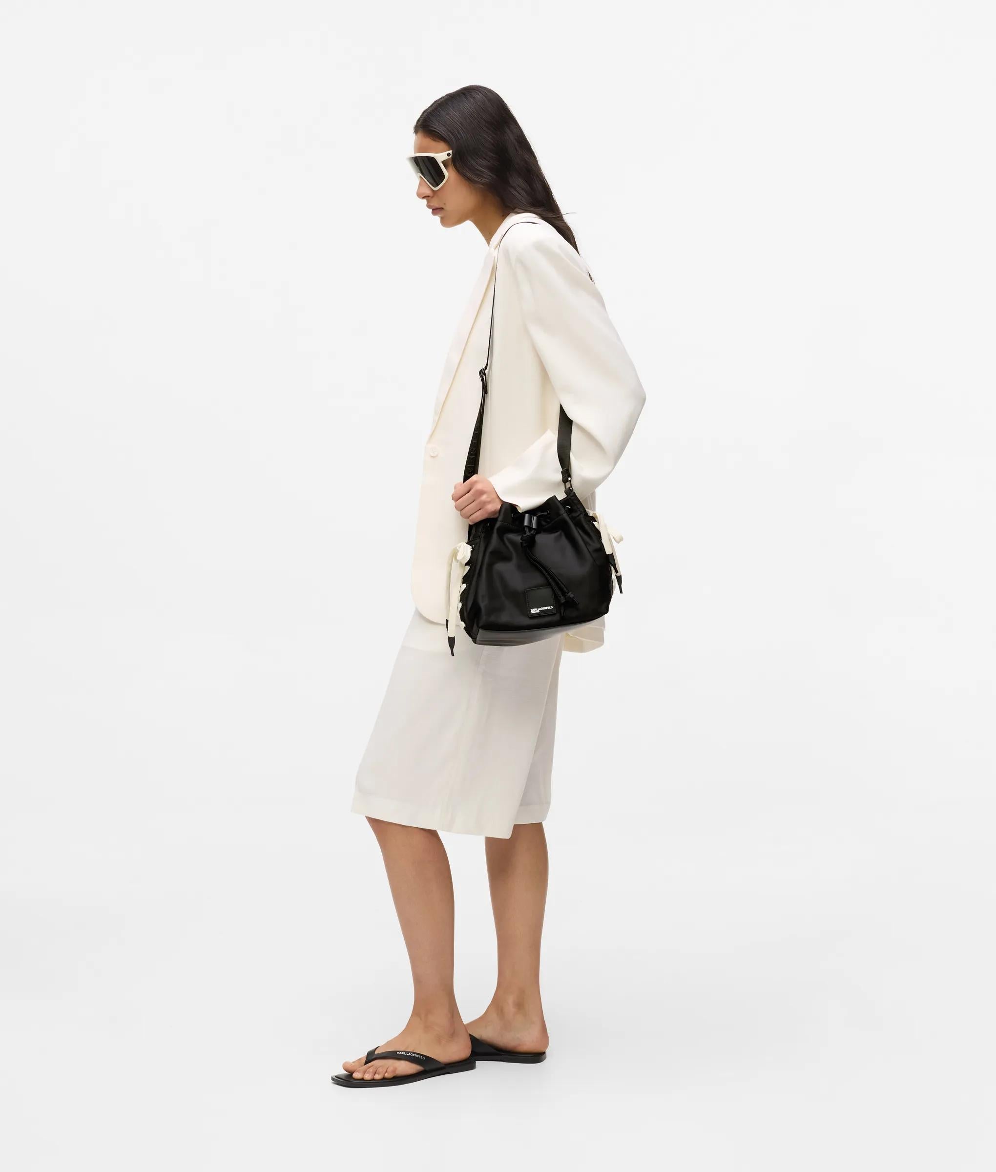 Nylon lace-up bucket bag