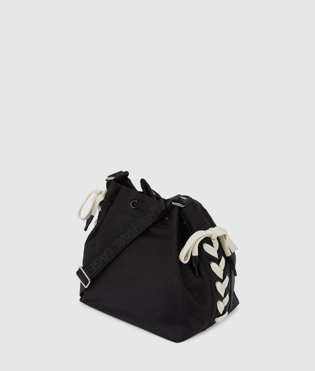 Nylon lace-up bucket bag