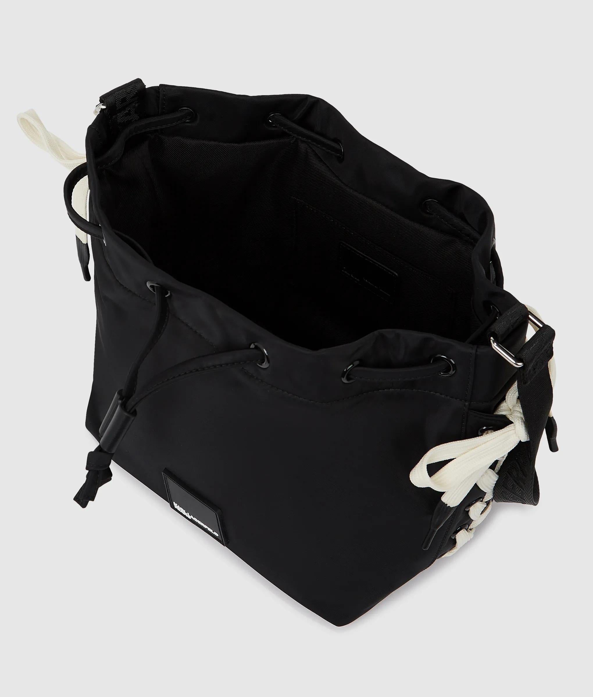 Nylon lace-up bucket bag