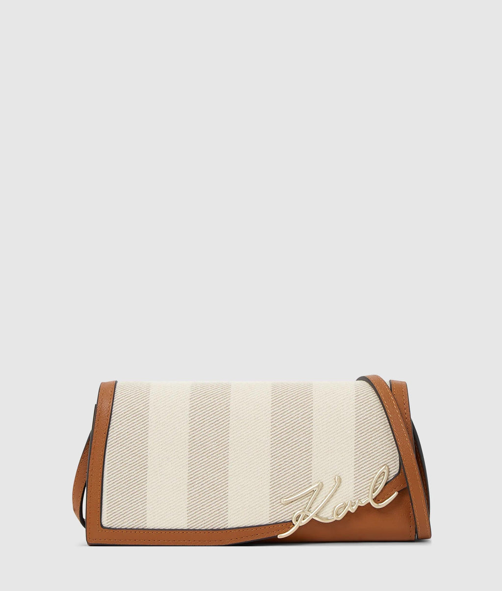 K/Signature striped flap bag