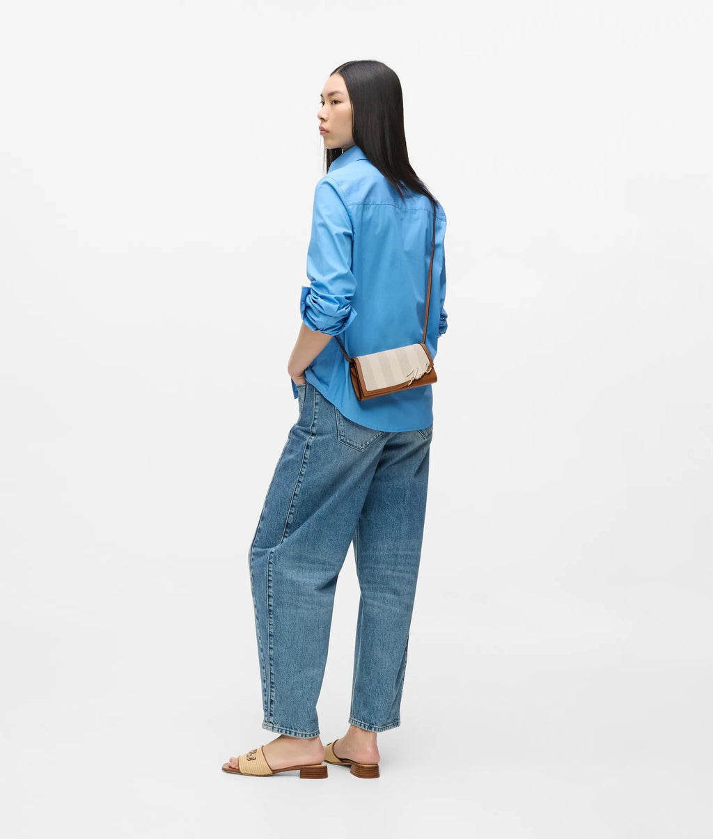 K/Signature striped flap bag
