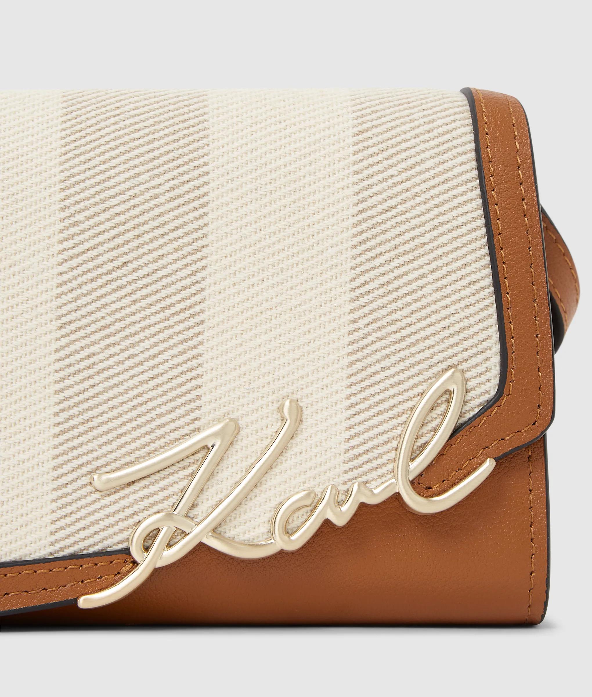 K/Signature striped flap bag