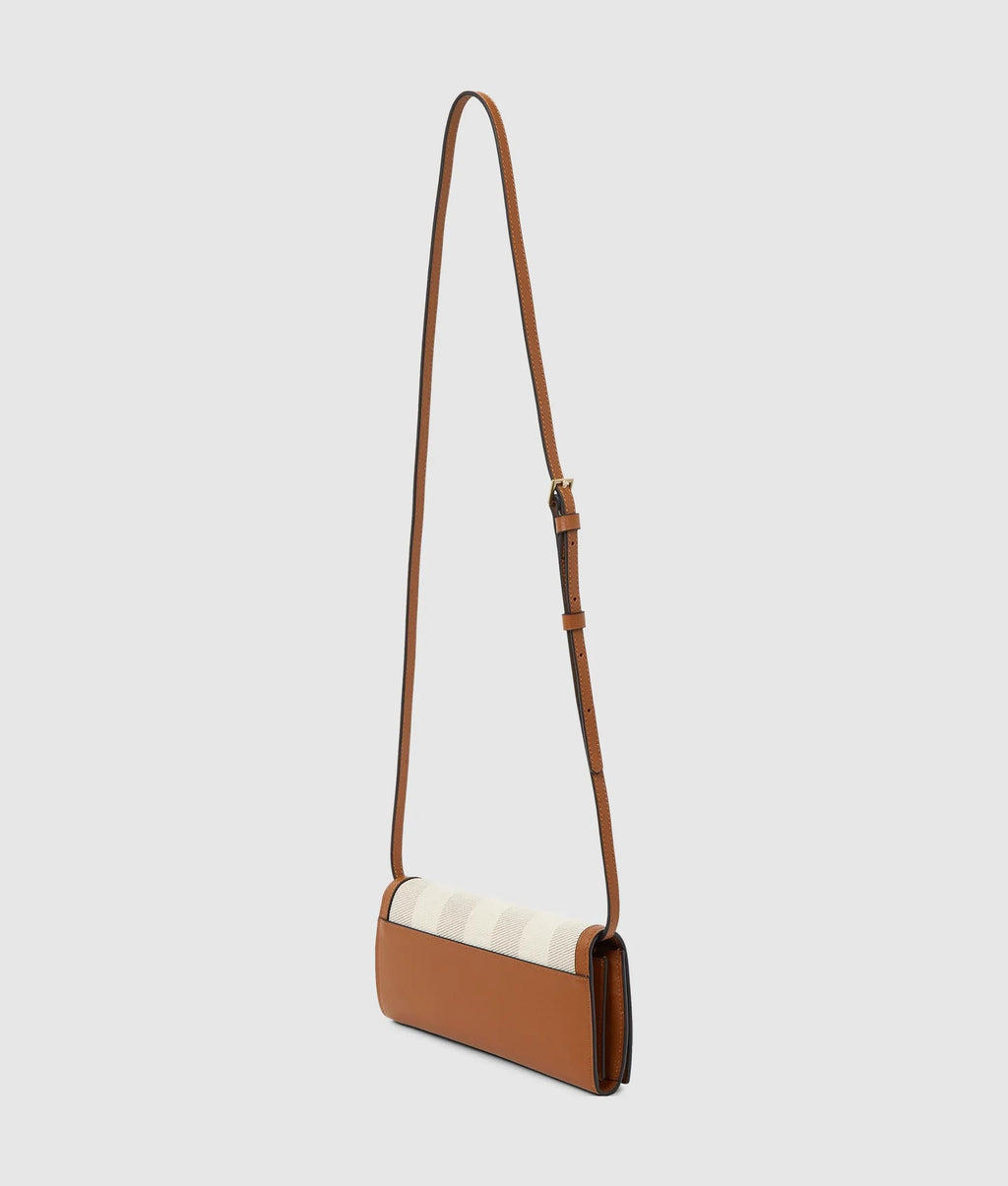 K/Signature striped flap bag