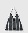 Striped mesh tote bag