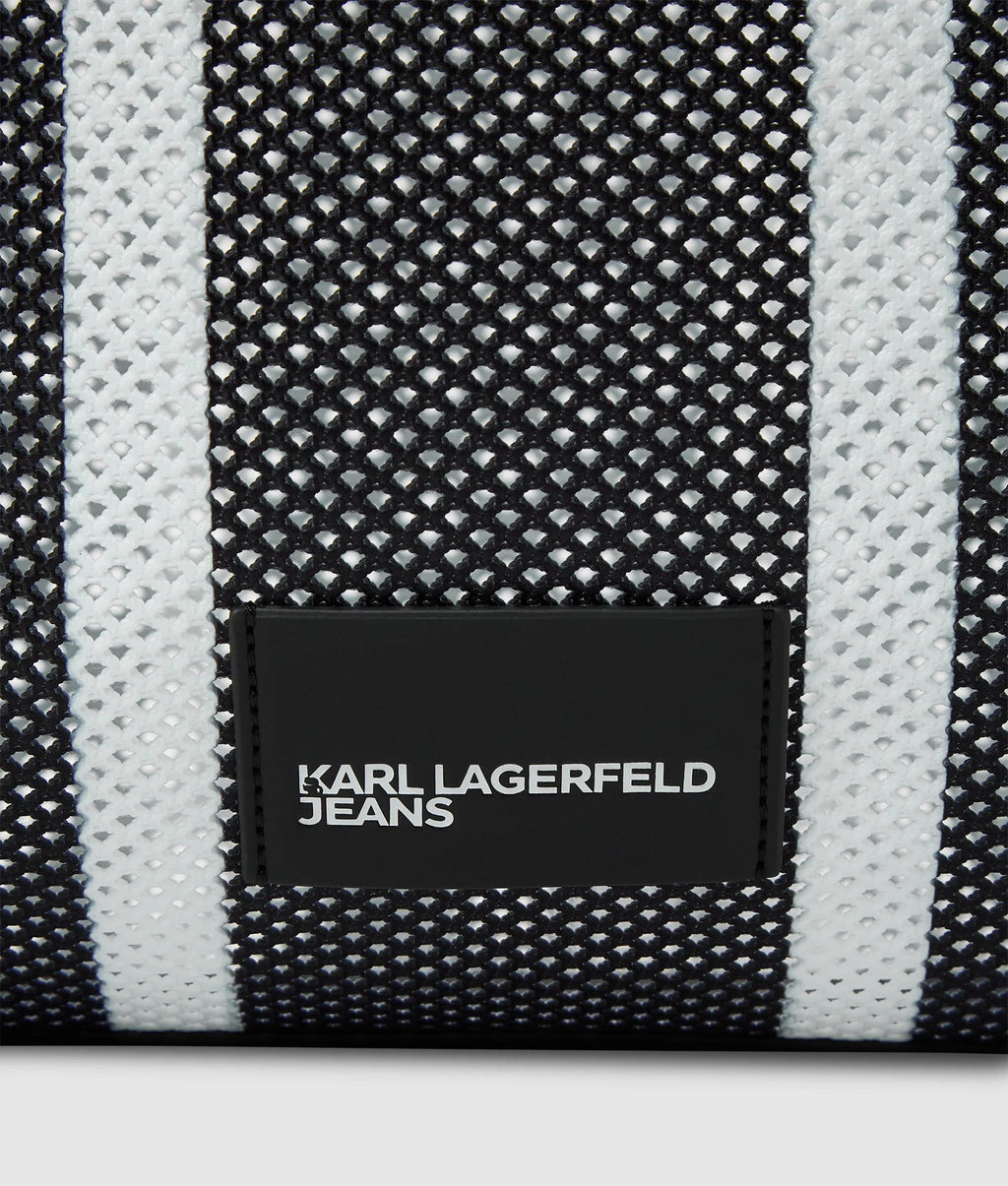 Striped mesh tote bag
