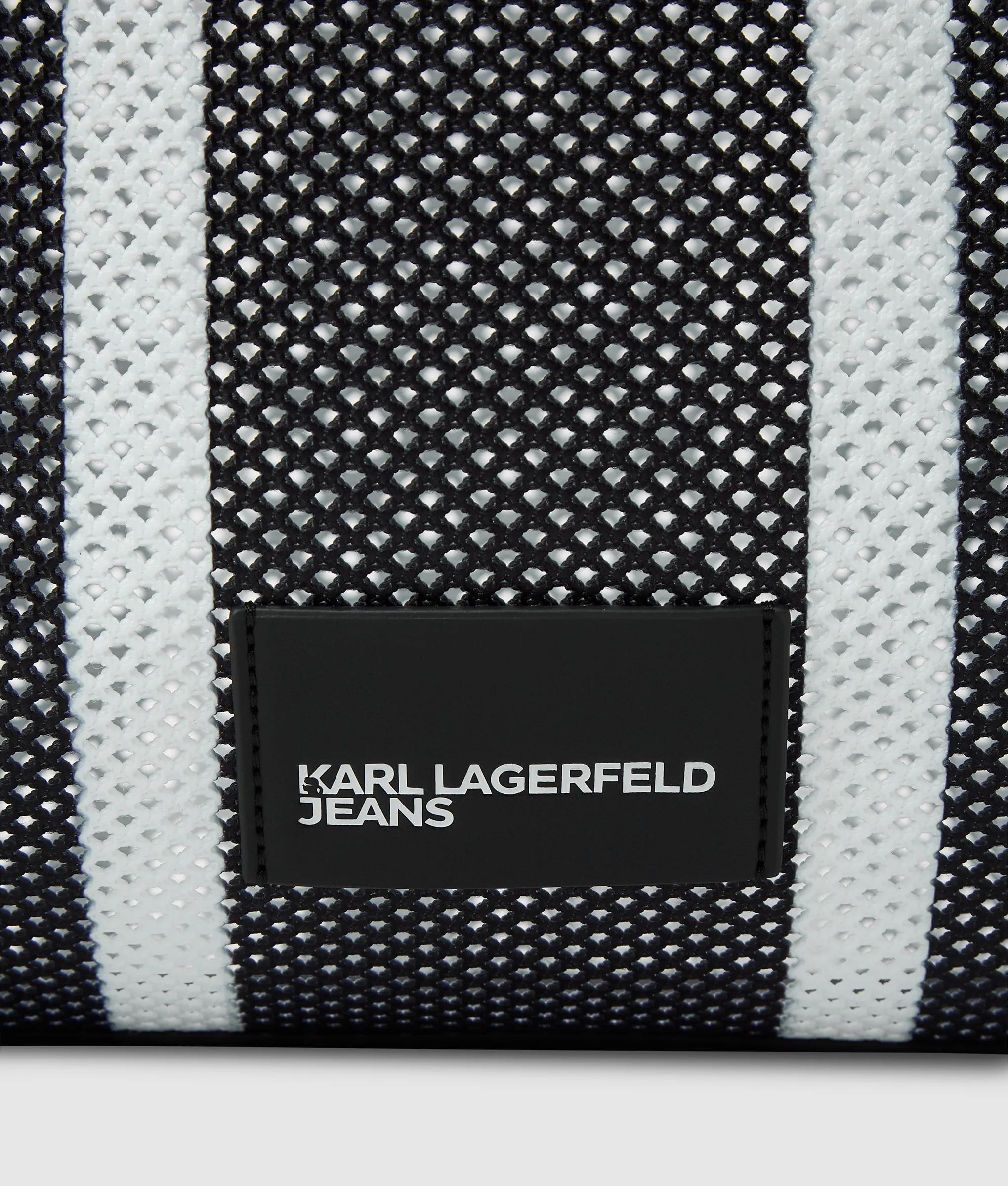 Striped mesh tote bag