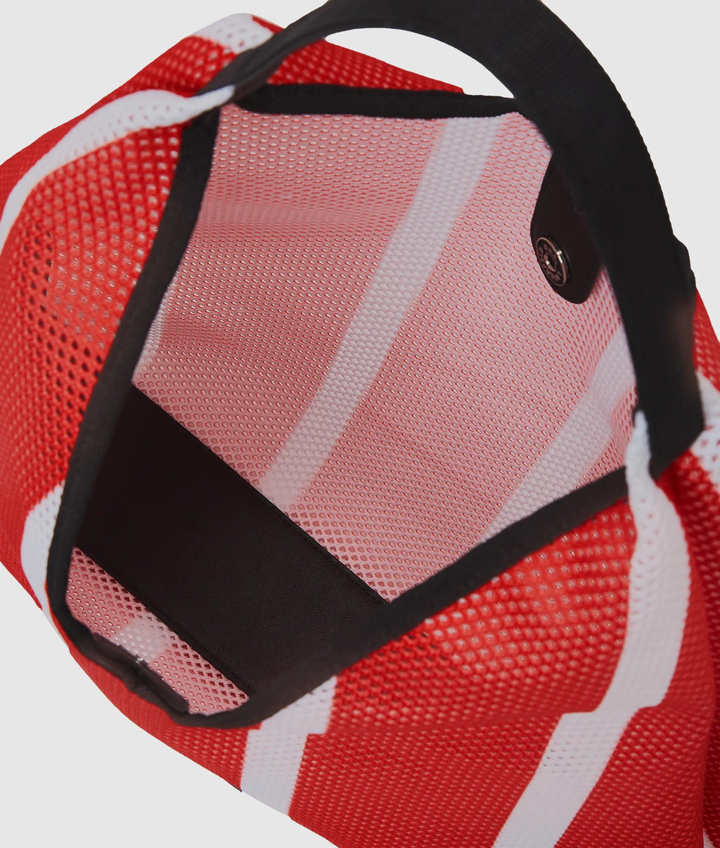 Striped mesh tote bag